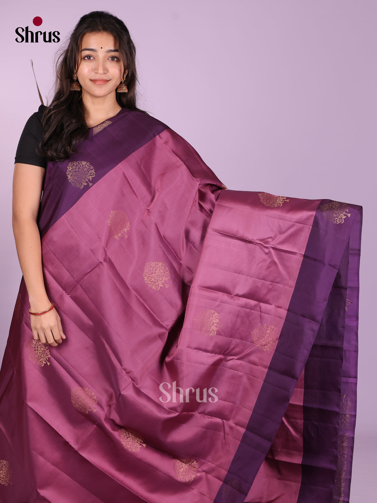 Onion Pink & Violet - Softsilk-halfpure Saree - Shop on Shrus.com