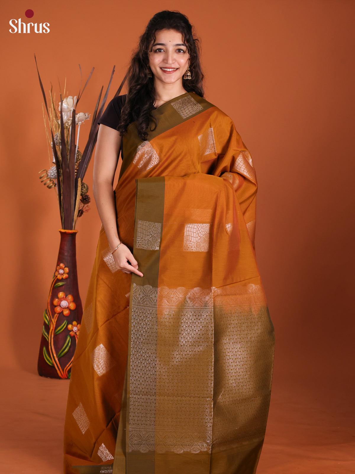 Mustard & Green- Semi Silkcotton Saree -DKS11334