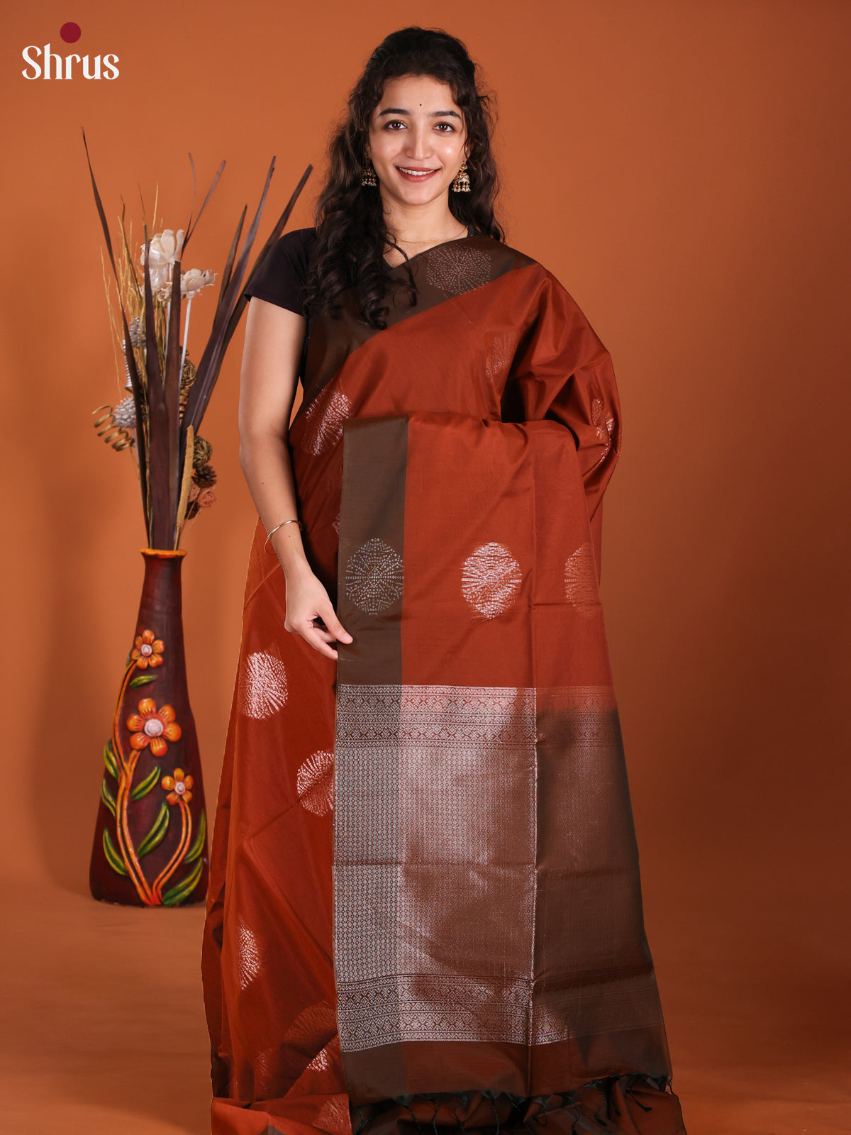 Rust & Brown- Semi Silkcotton Saree -DKS11343
