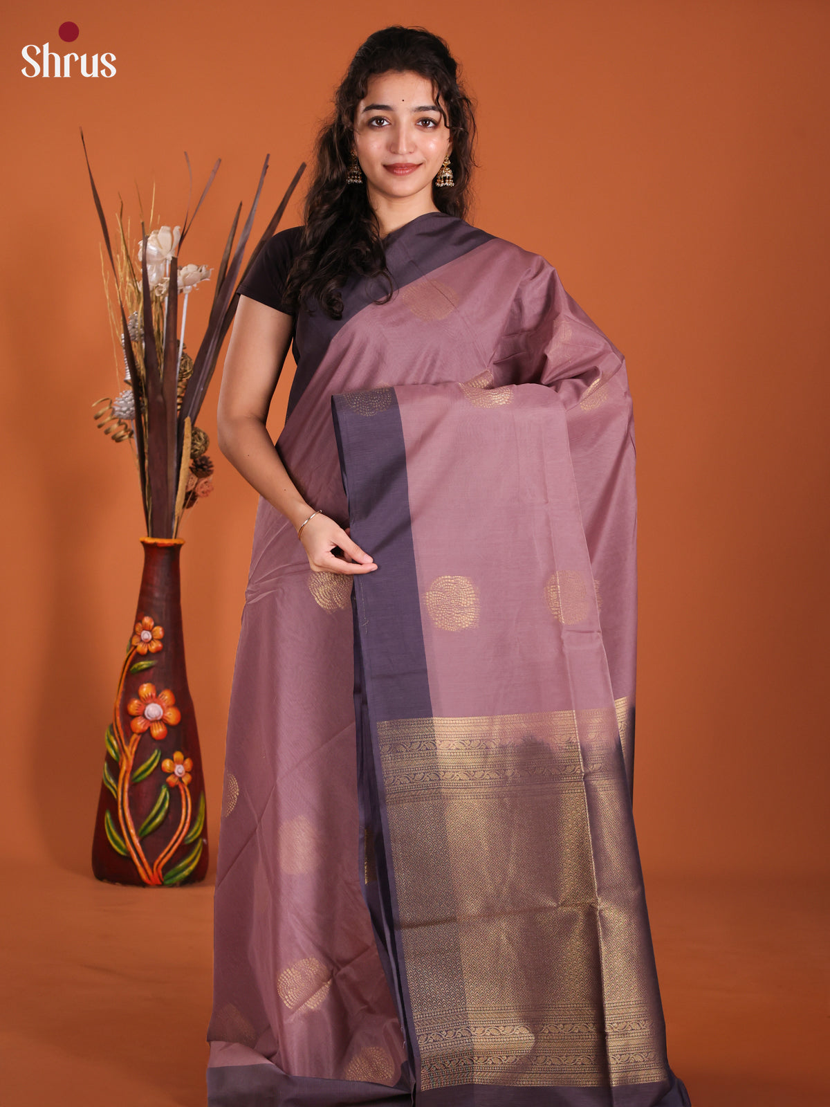 Mauve & Purple - Semi Silkcotton Saree -DKS11345
