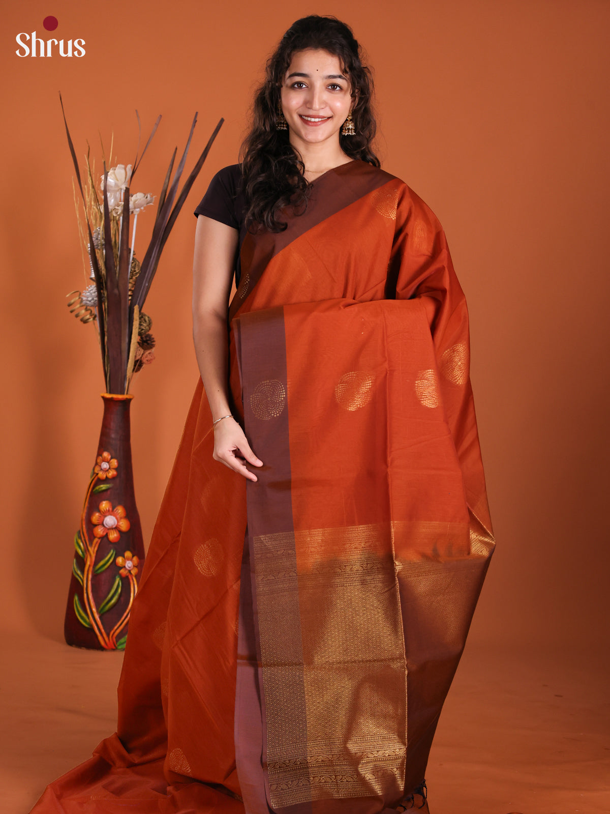 Arakku & Brown - Semi Silkcotton Saree-DKS11348