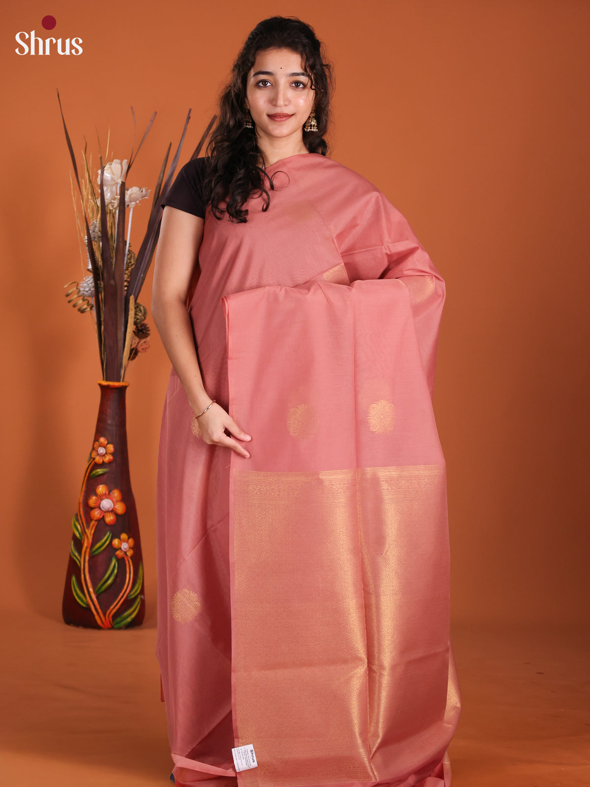 Dusty Pink- Semi Silkcotton Saree -DKS11359