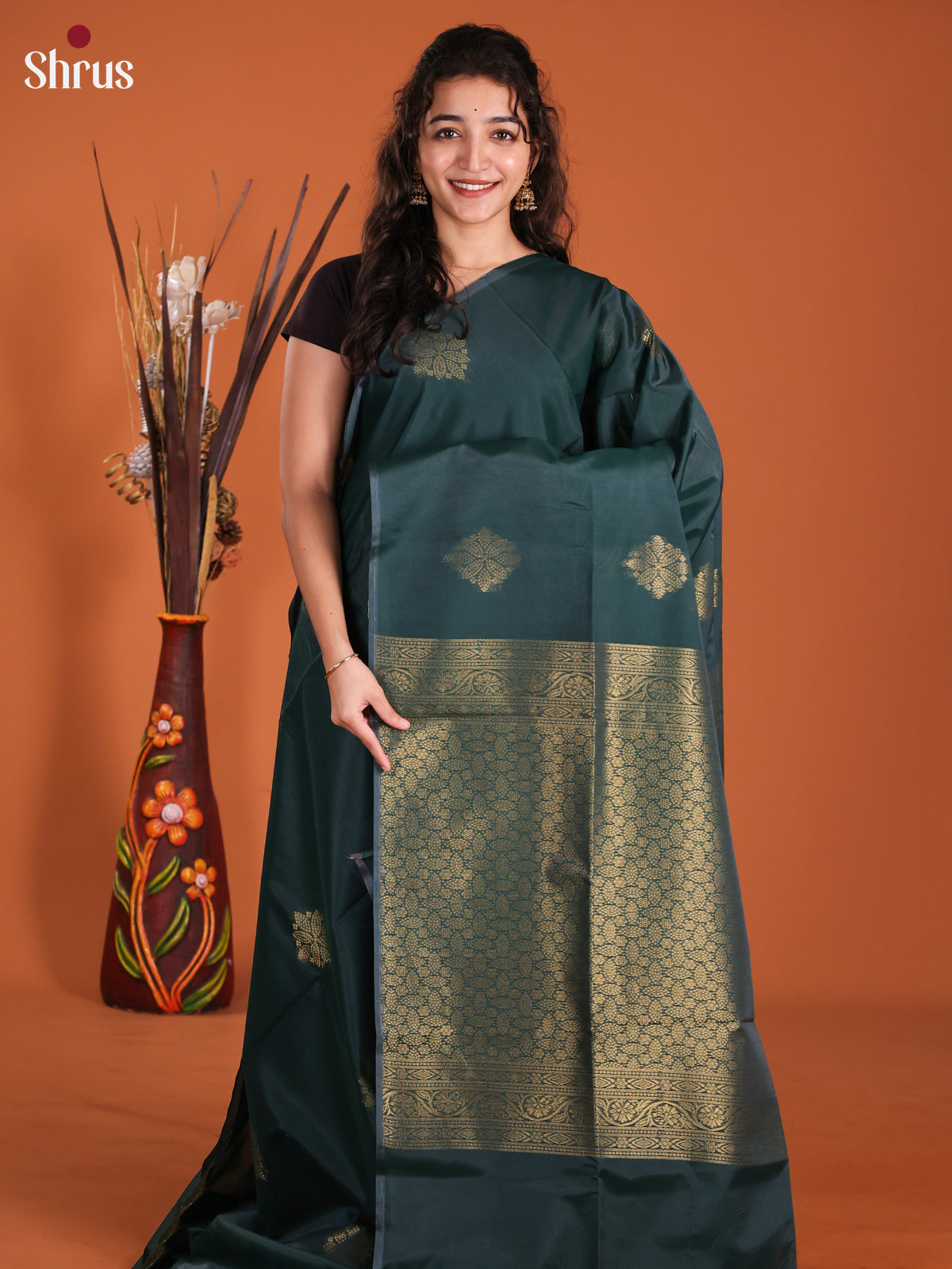 Green- Semi Silkcotton Saree -DKS11363