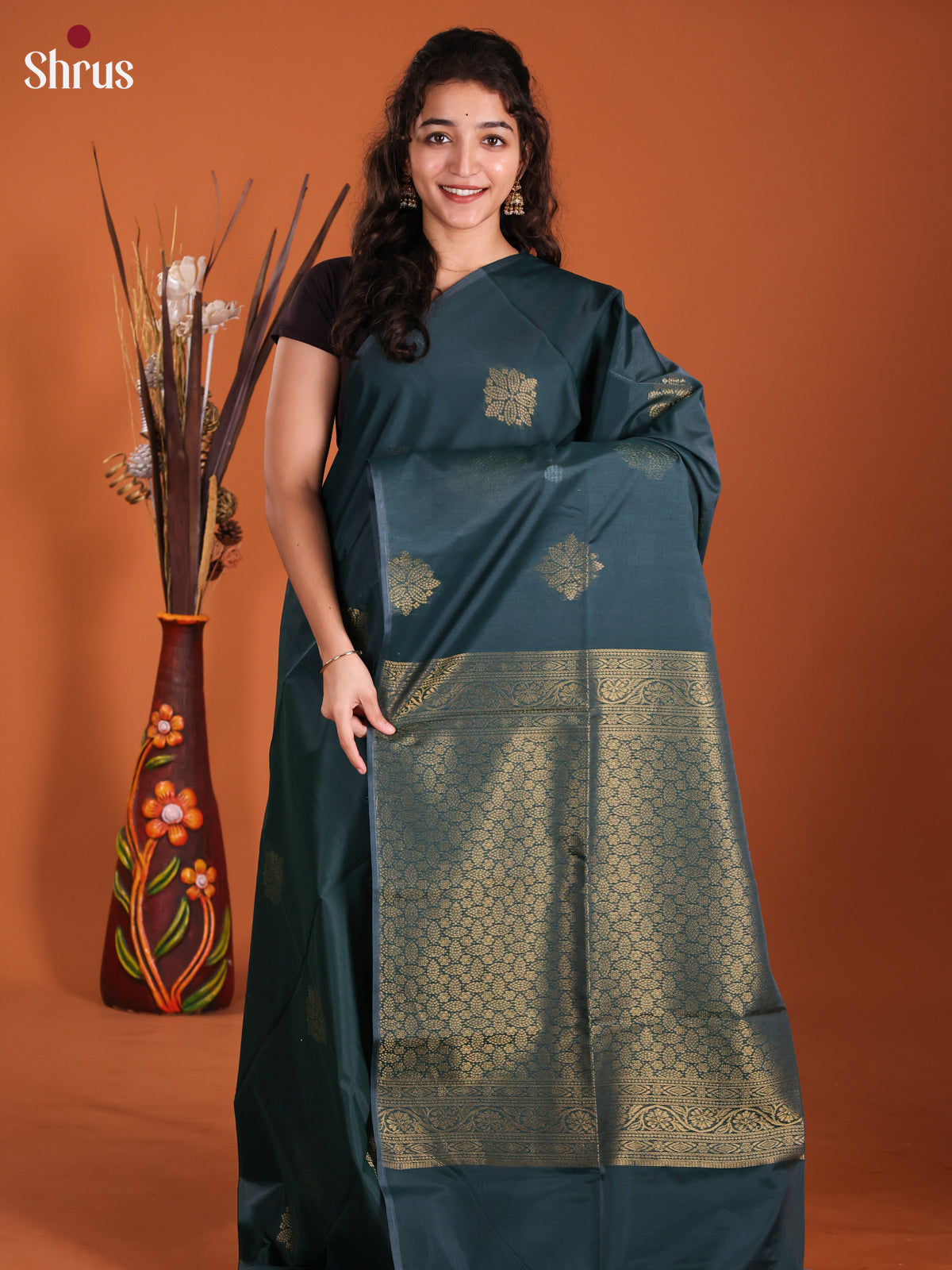 Green - Semi Silkcotton Saree-DKS11364