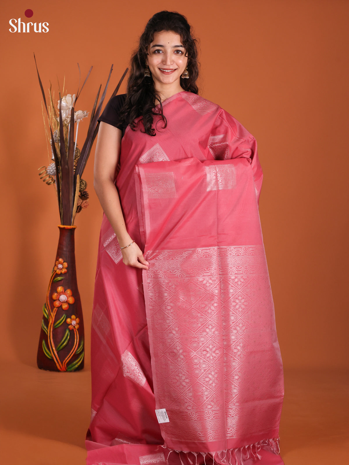 Pink - Semi Silkcotton Saree -DKS11384 - Shop on Shrus.com