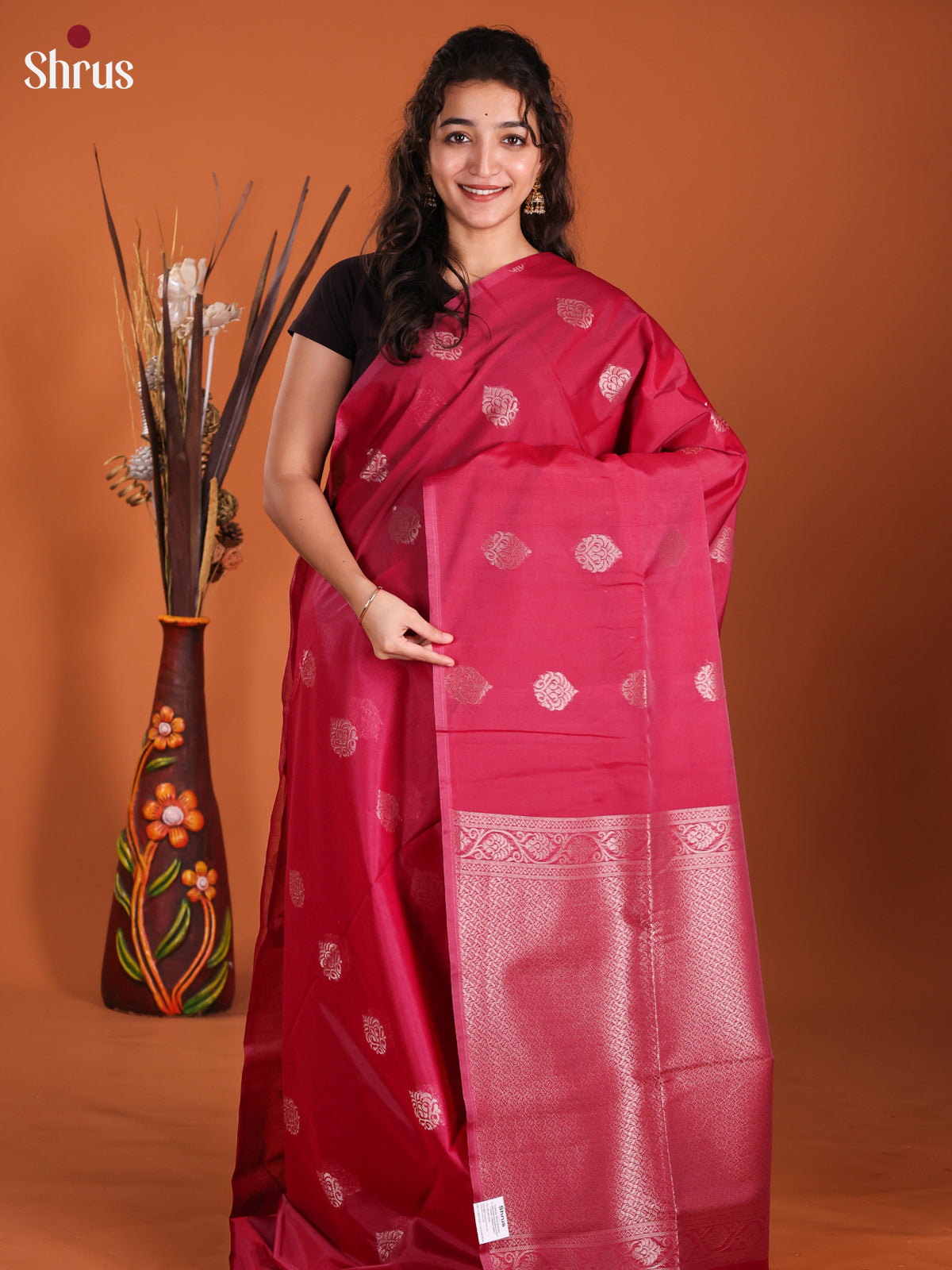 Pink - Semi Silkcotton Saree-DKS11398 - Shop on Shrus.com