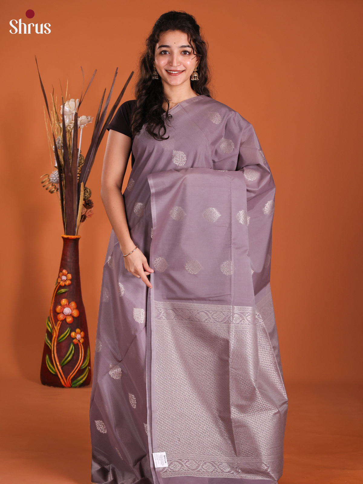 Mauve - Semi Silkcotton Saree-DKS11399 - Shop on Shrus.com
