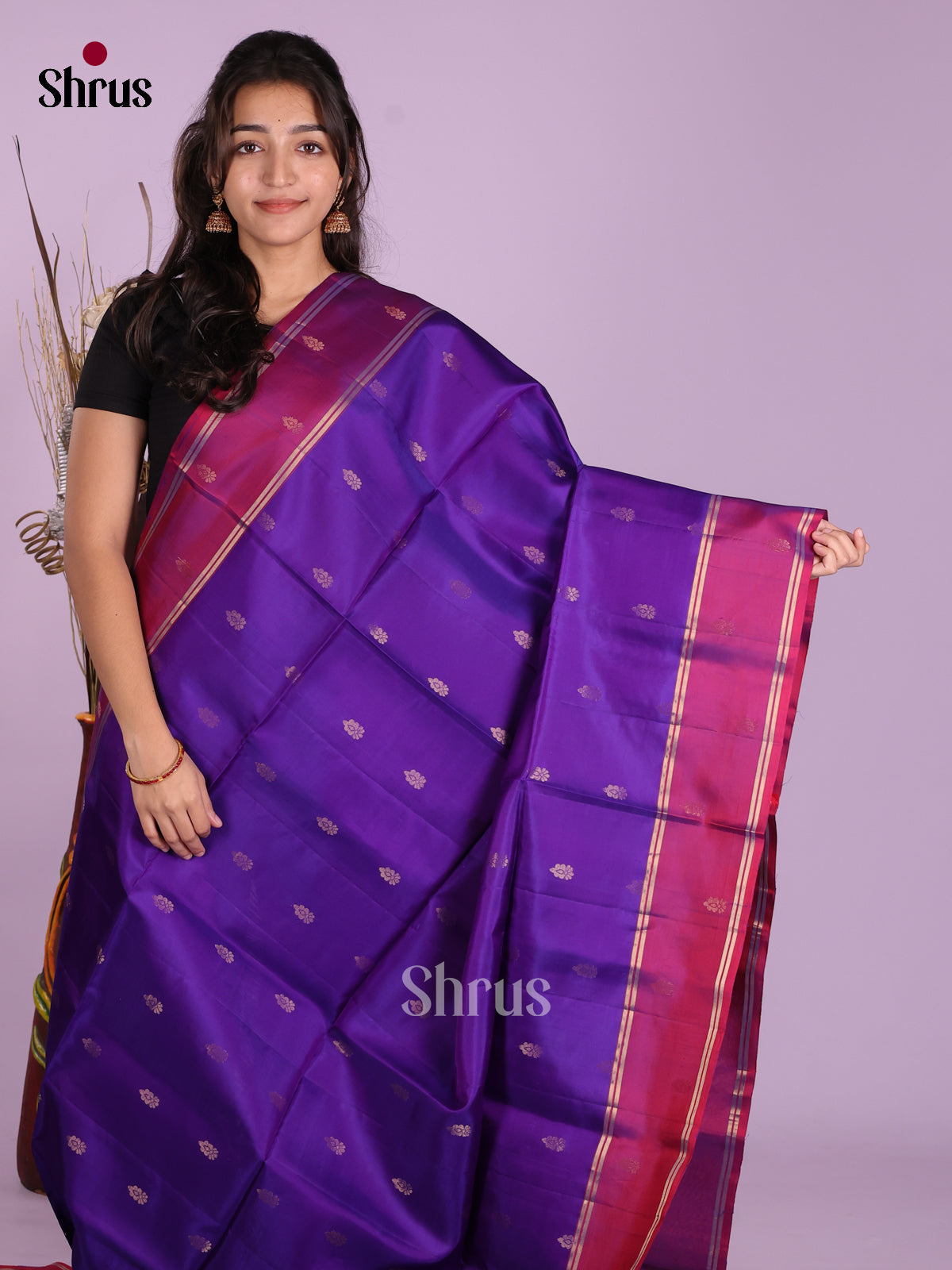 Blue & Purple- Softsilk-halfpure Saree