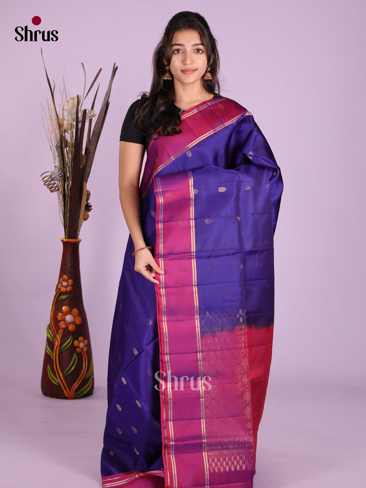 Blue & Purple- Softsilk-halfpure Saree