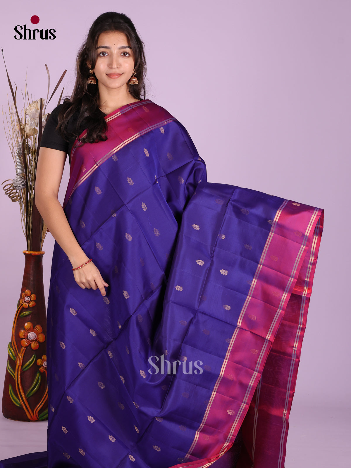 Blue & Purple- Softsilk-halfpure Saree