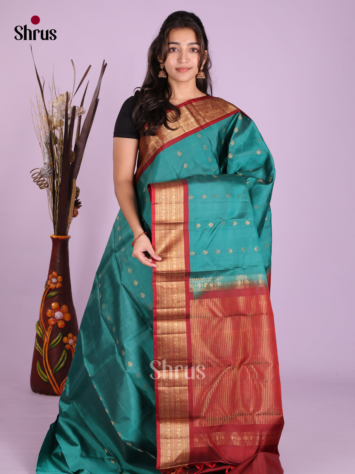 DKS12018 - Kanchipuram-halfpure Saree - Shop on Shrus.com