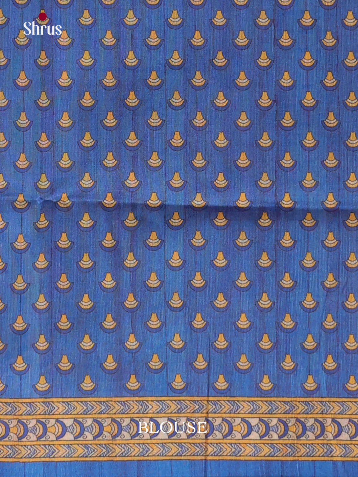 Blue & Cream- Printed Madhubani Saree