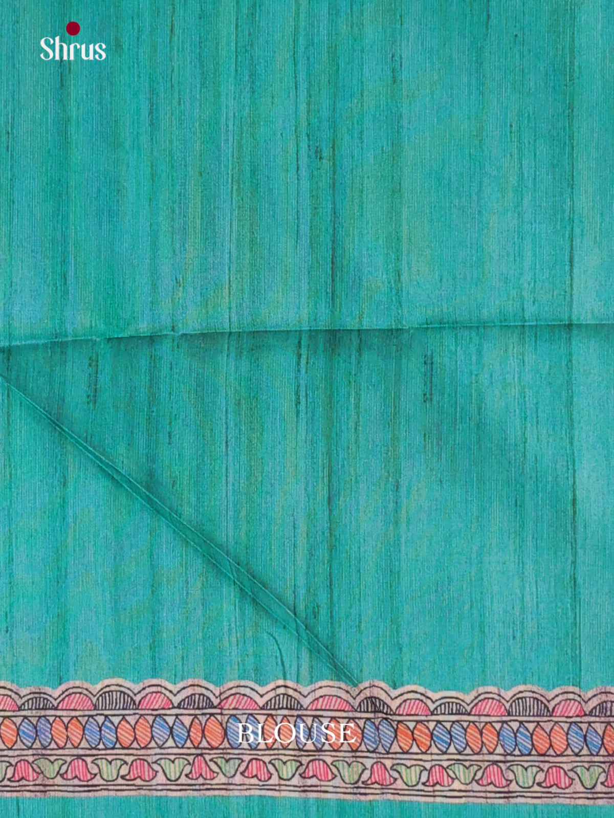 Green & Cream - Printed Madhubani Saree