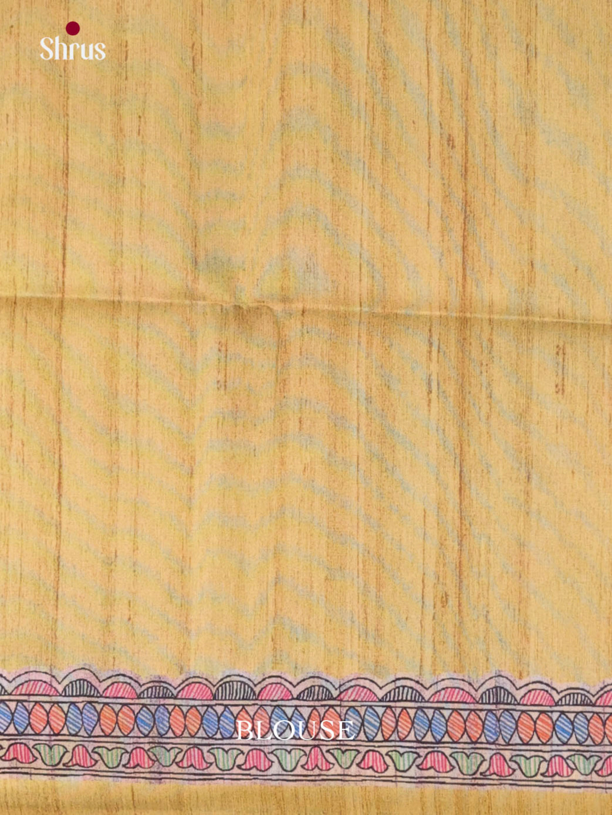 Yellow & Cream - Printed Madhubani Saree