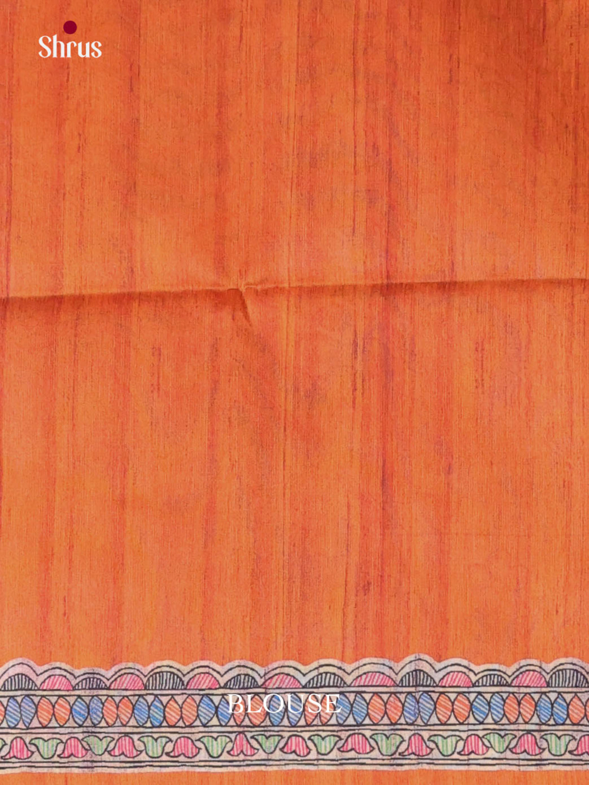 Orange & cream- Printed Madhubani Saree