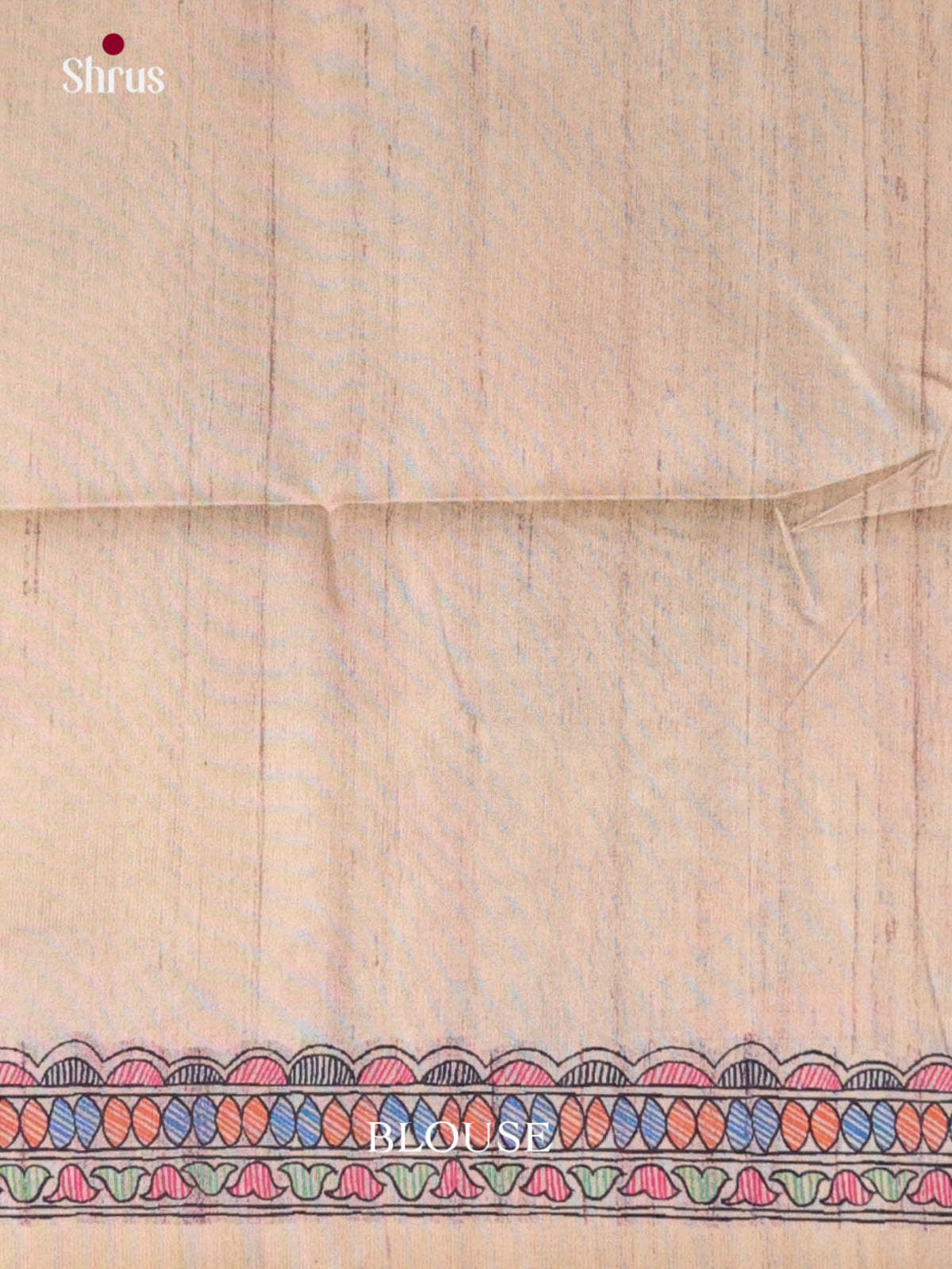 Cream - Printed Madhubani Saree