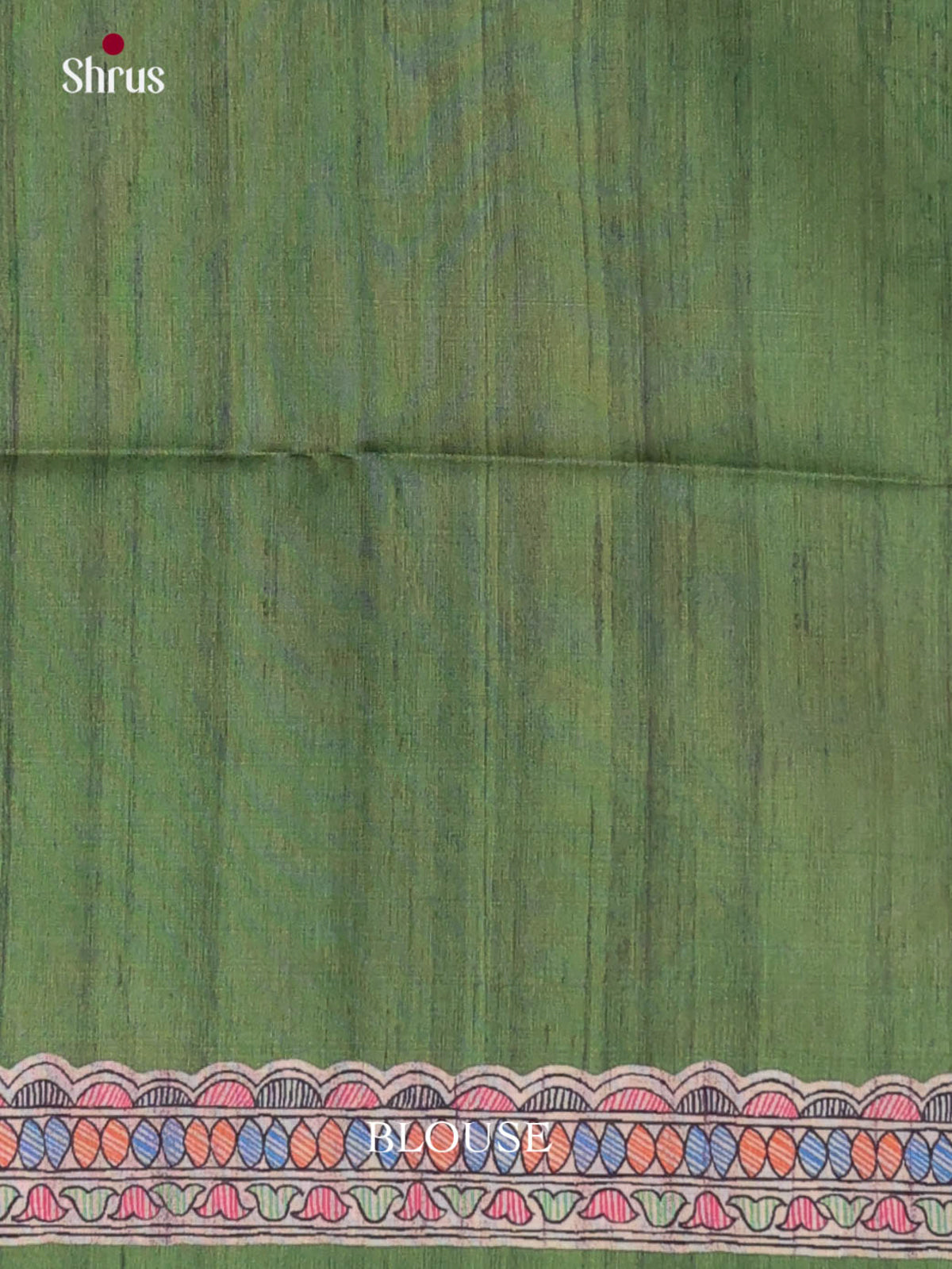 Green & Cream - Printed Madhubani Saree