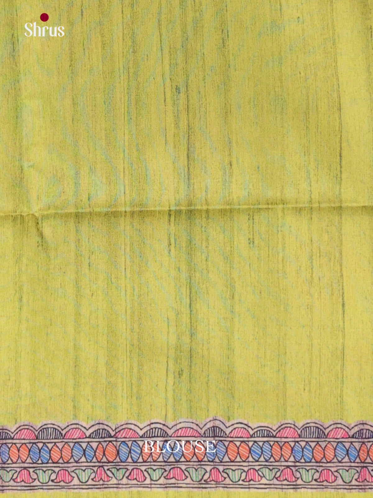 Lime Green & Cream - Printed Madhubani Saree