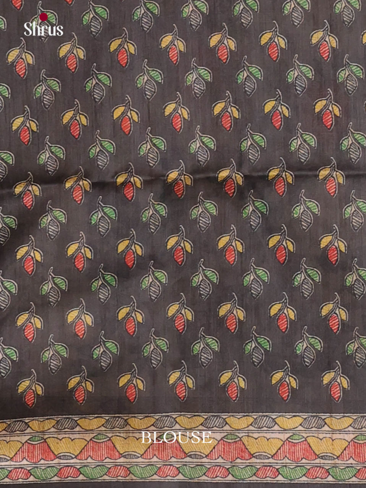 Cream & Black - Printed Madhubani Saree