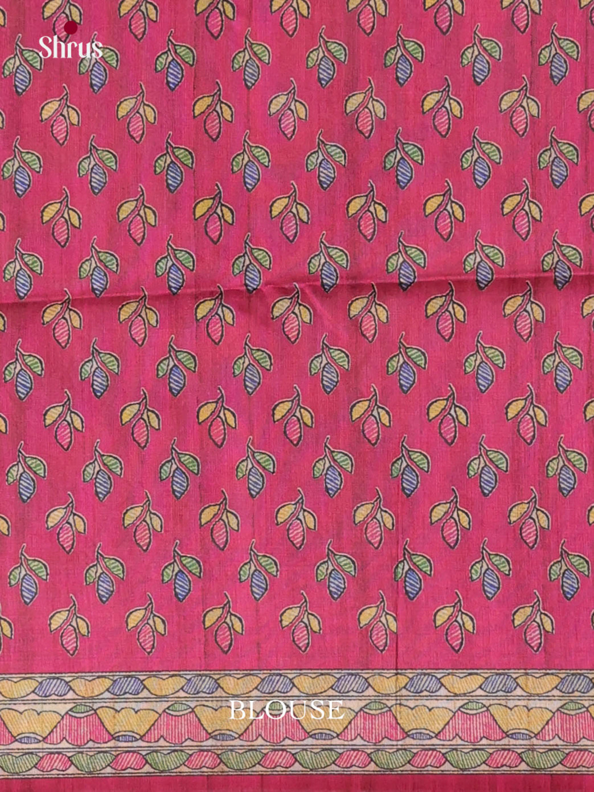 Cream & Pink- Printed Madhubani Saree