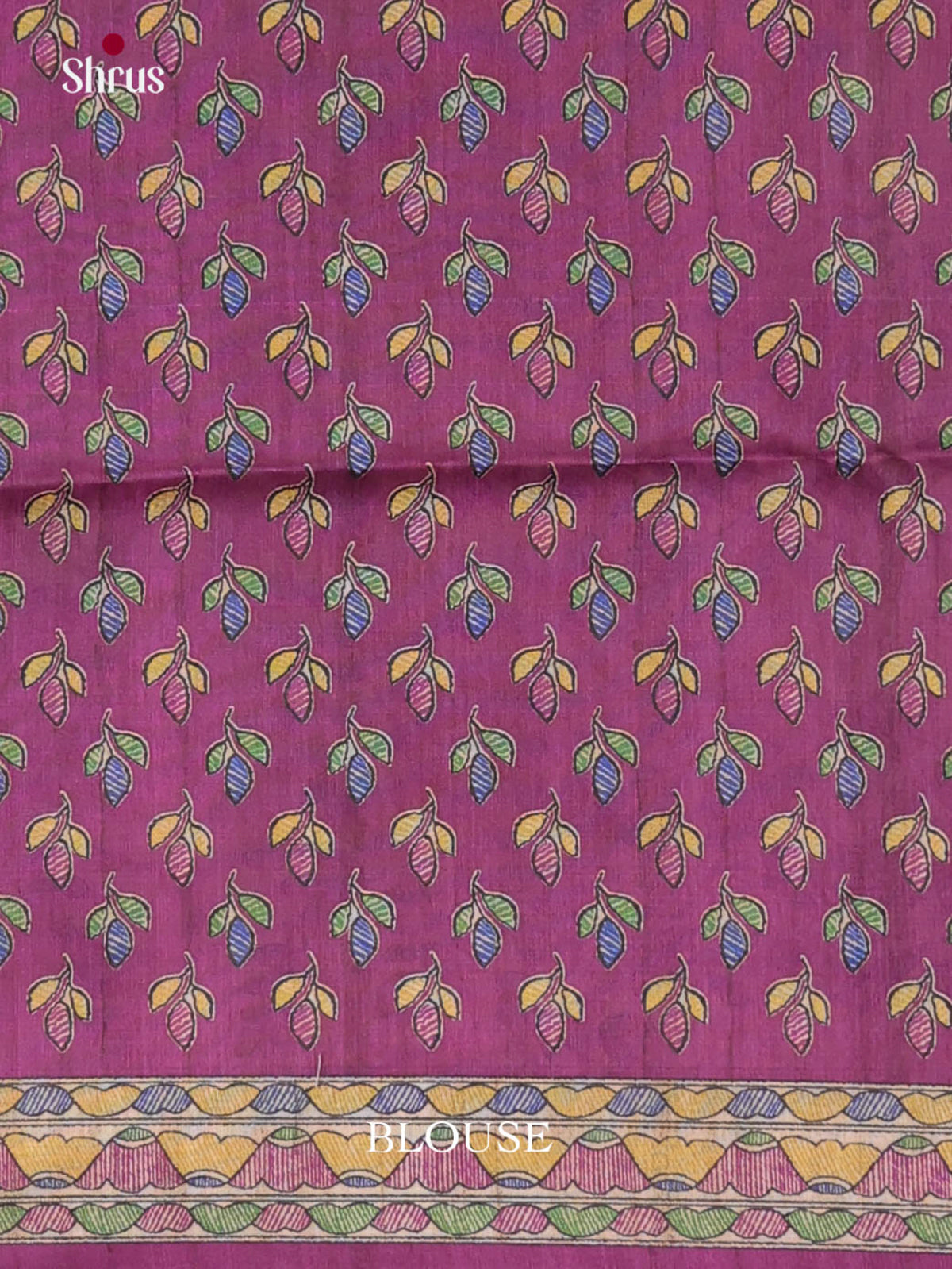 Cream & Purple - Printed Madhubani Saree