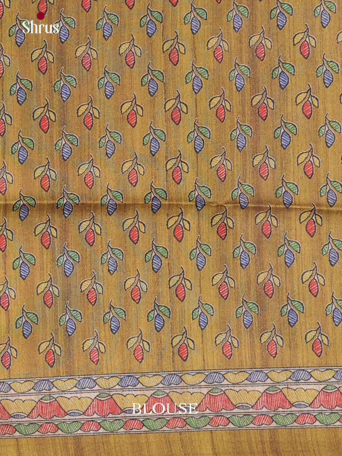 Cream & Mehandi - Printed Madhubani Saree