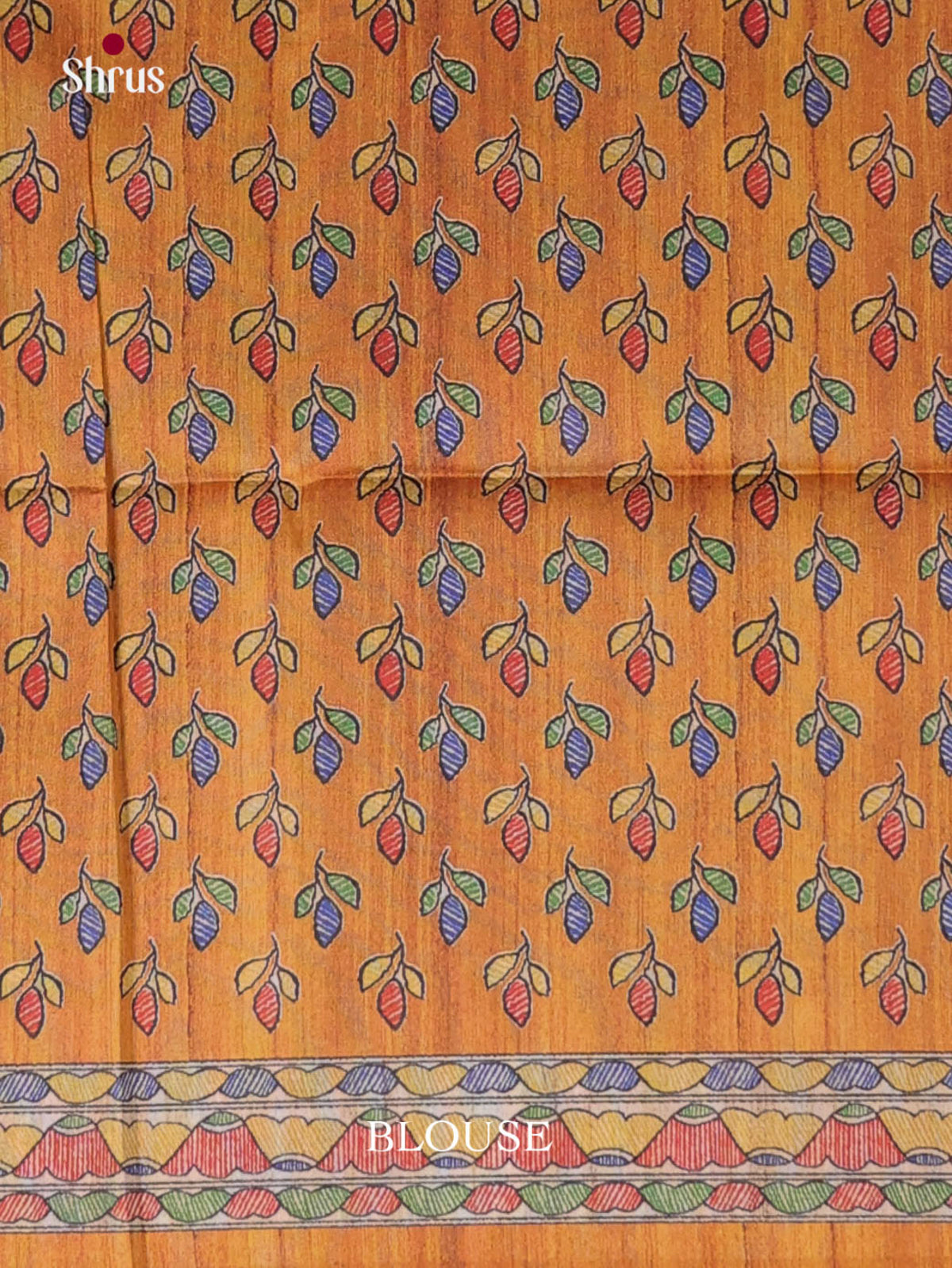 Cream & Brick - Printed Madhubani Saree