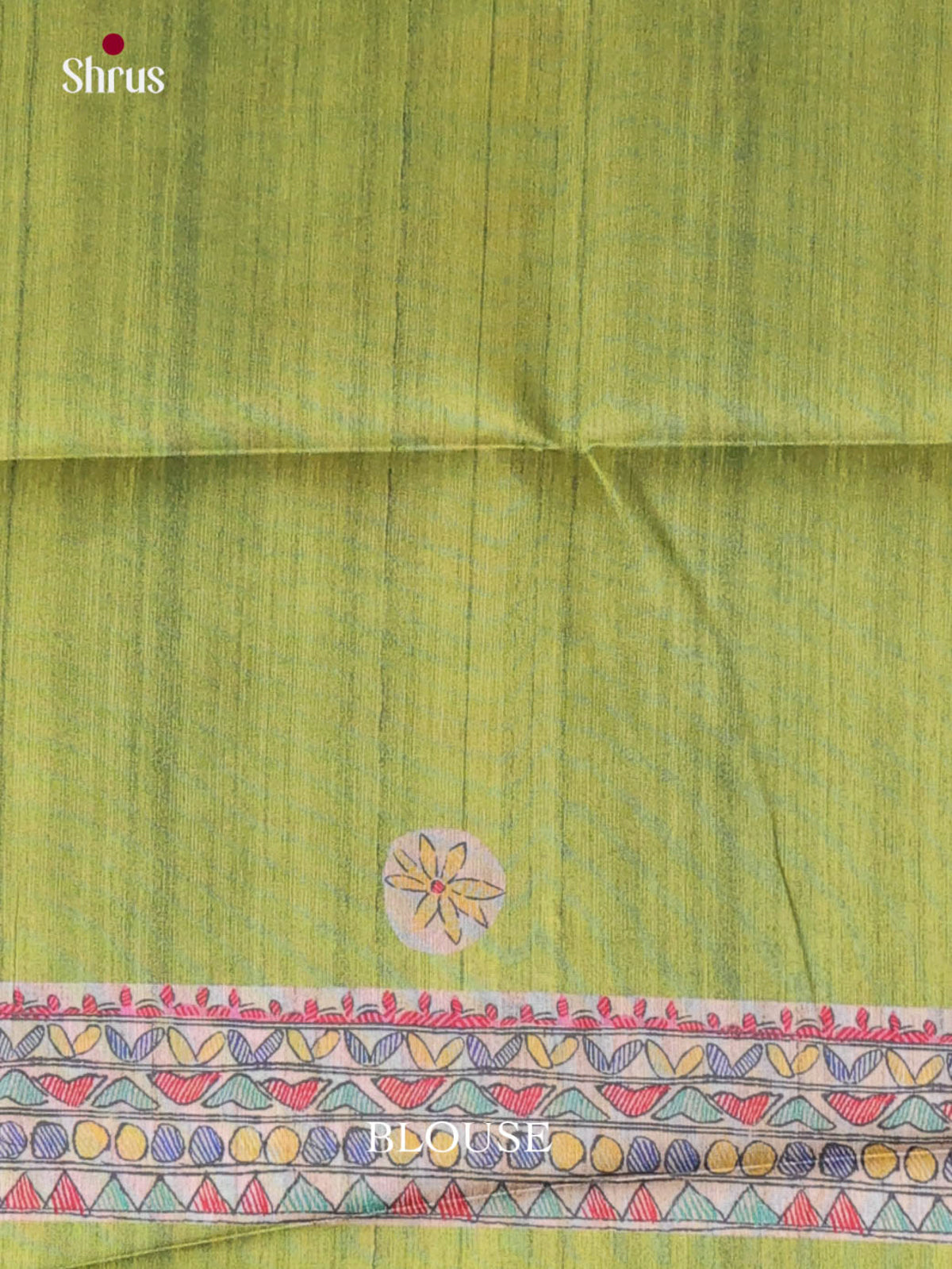 Light Green & Cream - Printed Madhubani Saree