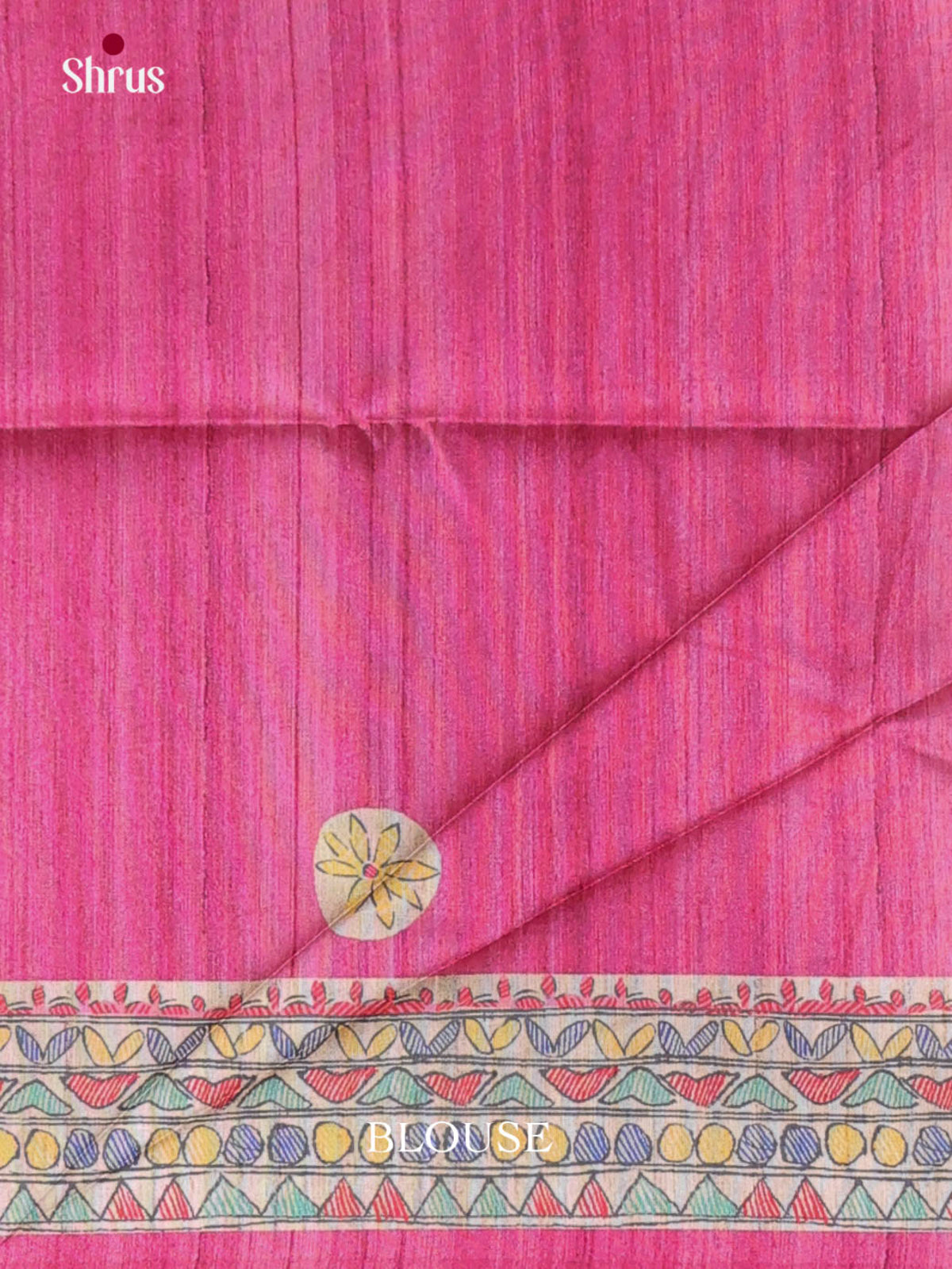 Pink & Cream - Printed Madhubani Saree