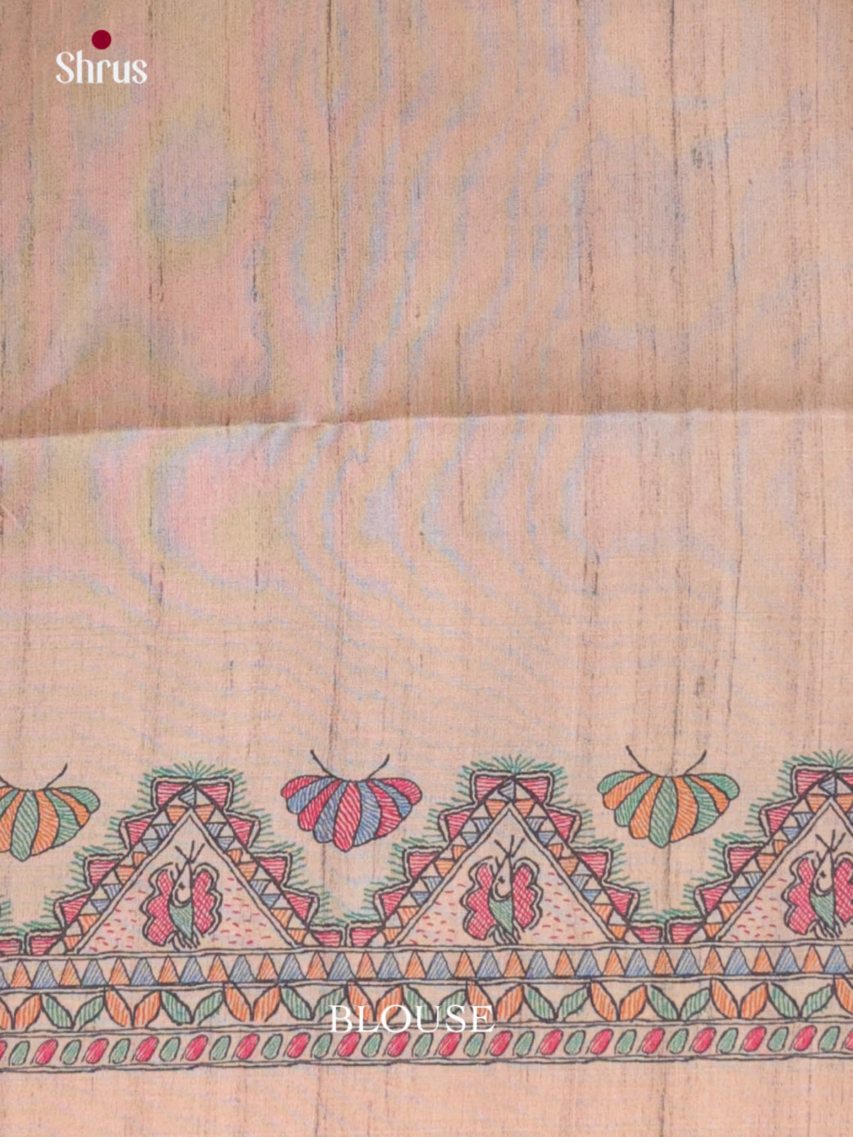 Orange & Cream - Printed Madhubani Saree