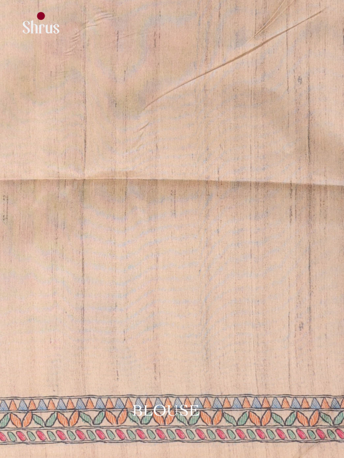 Cream - Printed Madhubani Saree