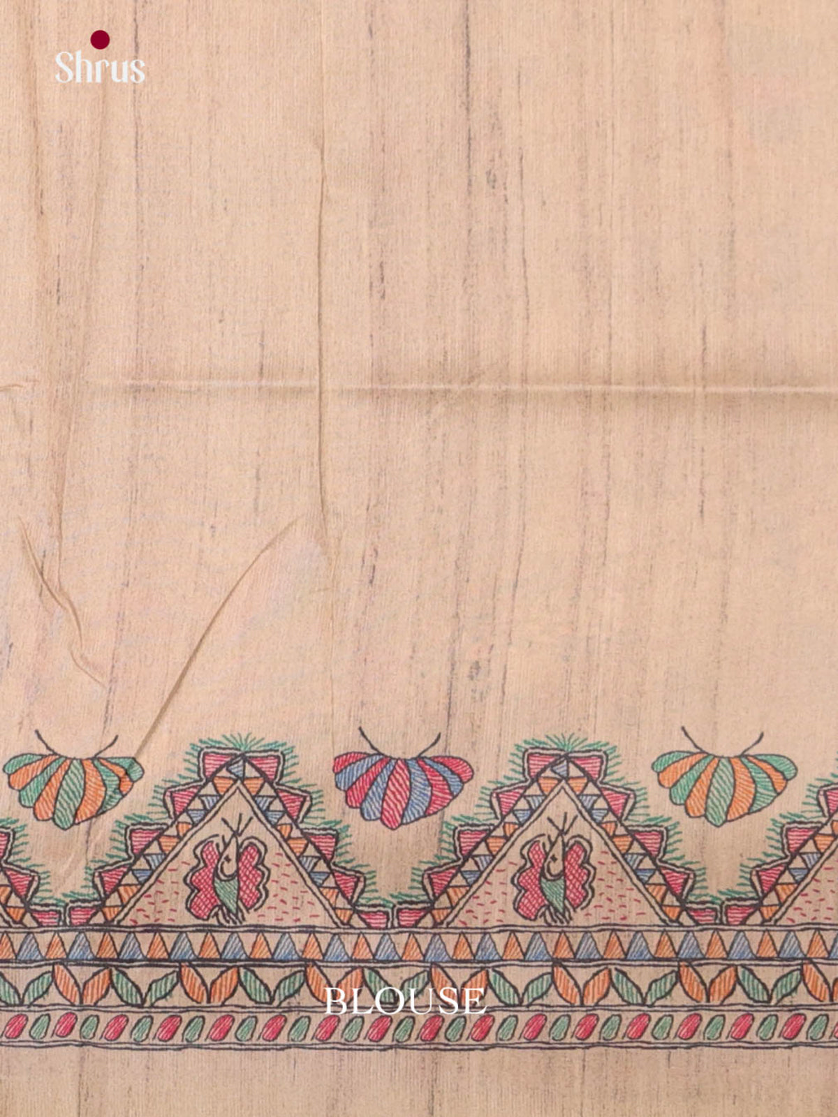 Light Green & Cream - Printed Madhubani Saree