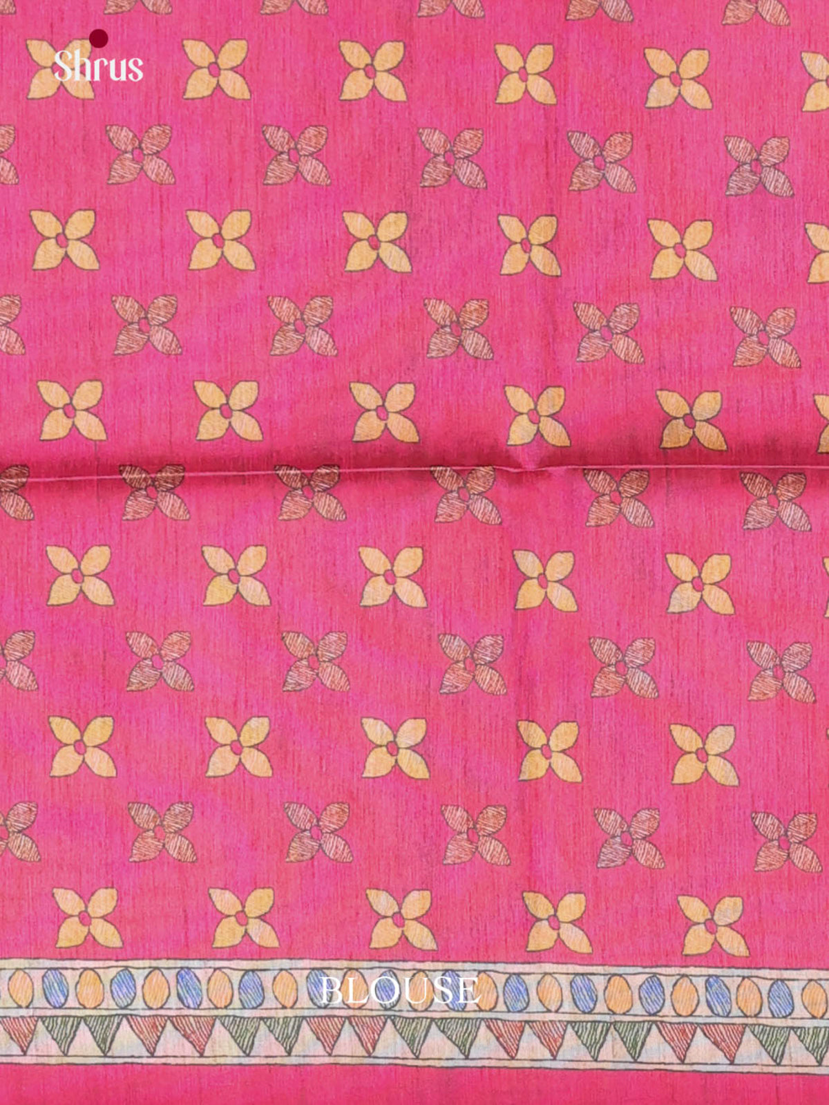 Pink & Cream - Printed Madhubani Saree