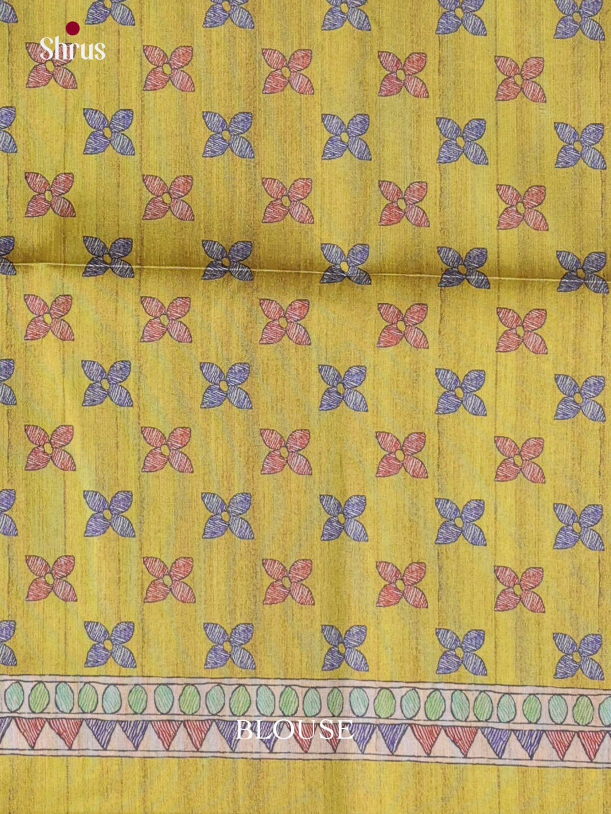 Mustardy Green & Cream- Printed Madhubani Saree