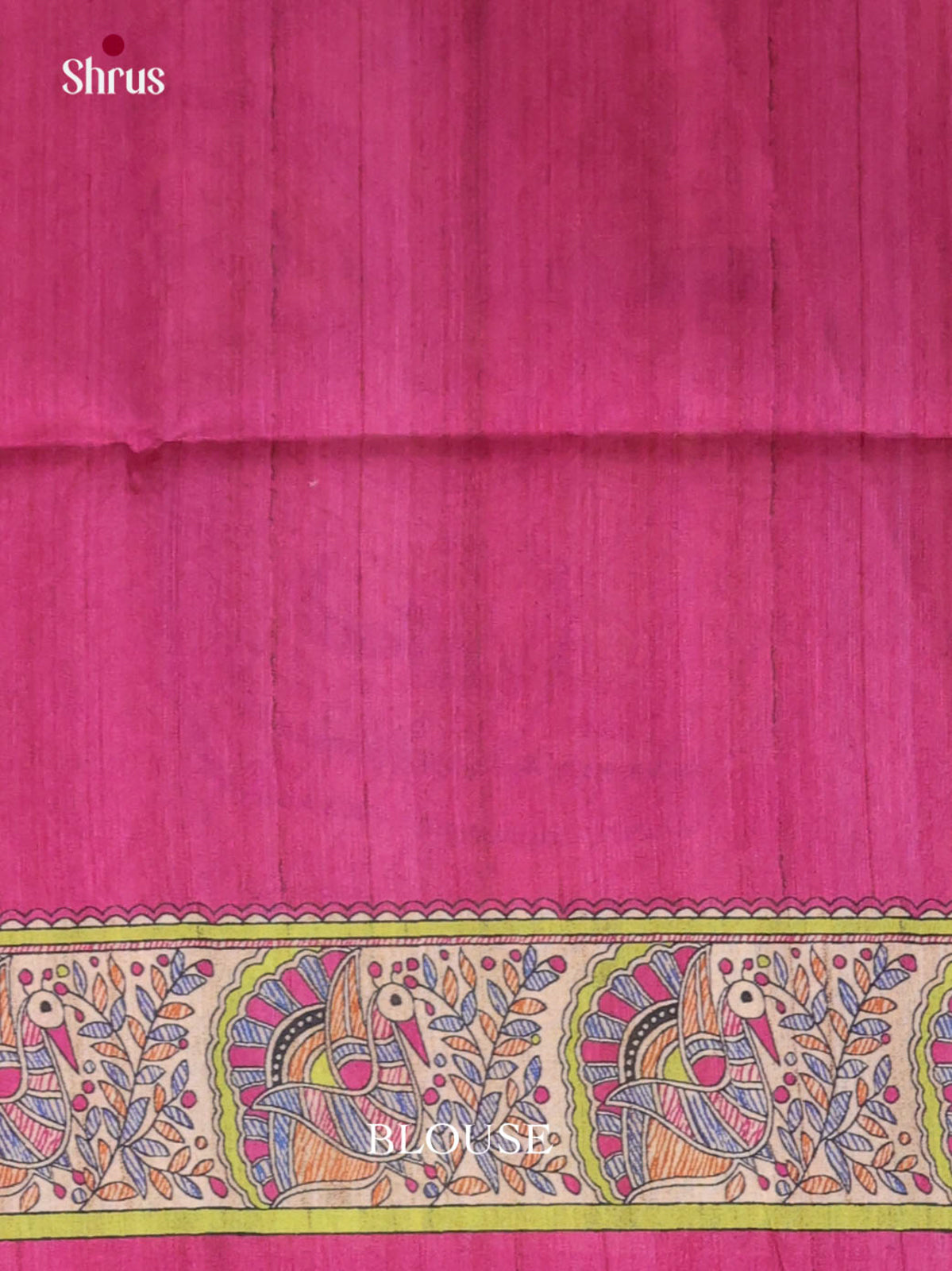 Cream & Pink - Printed Madhubani Saree