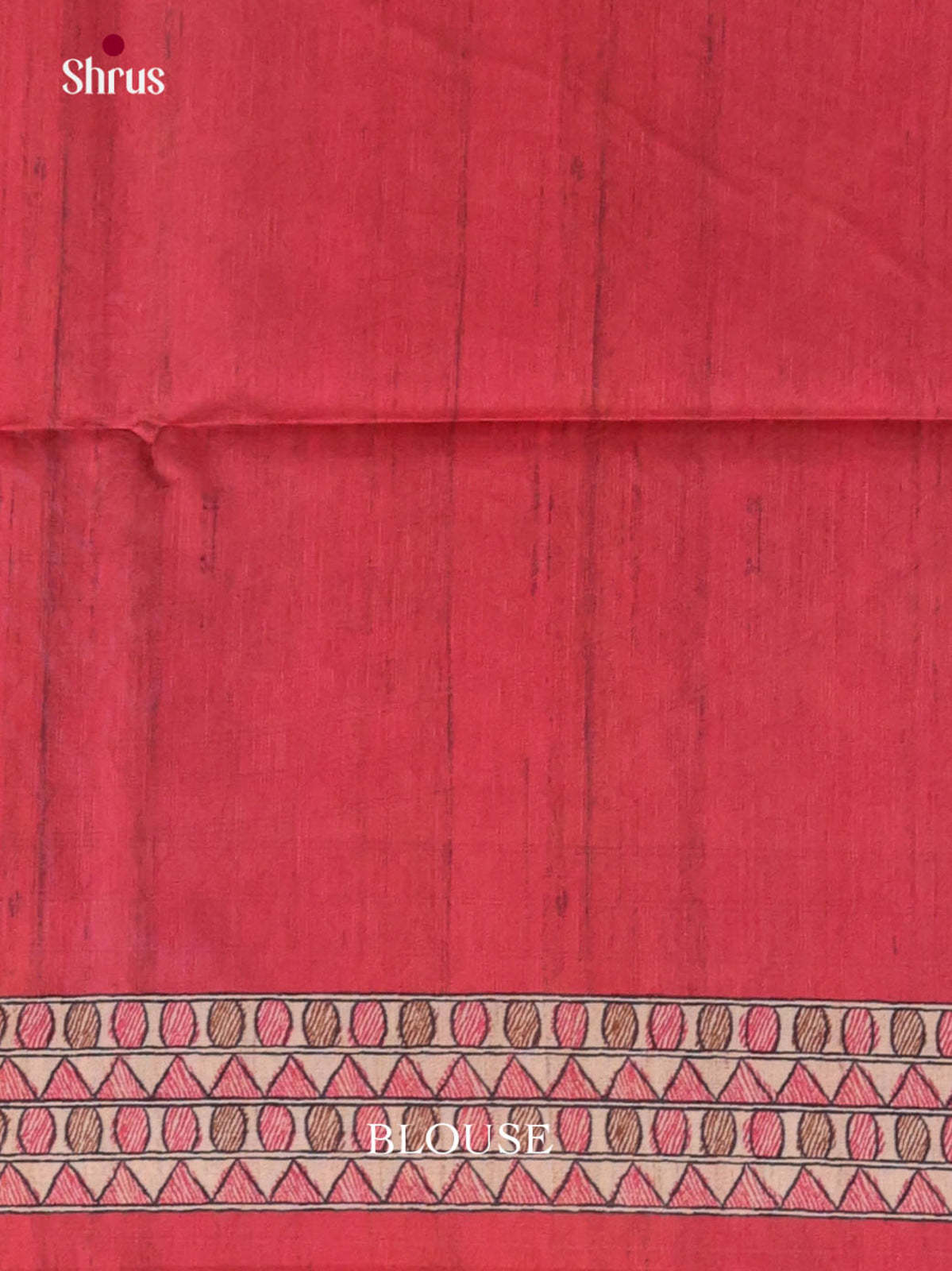 Cream & Red - Printed Madhubani Saree