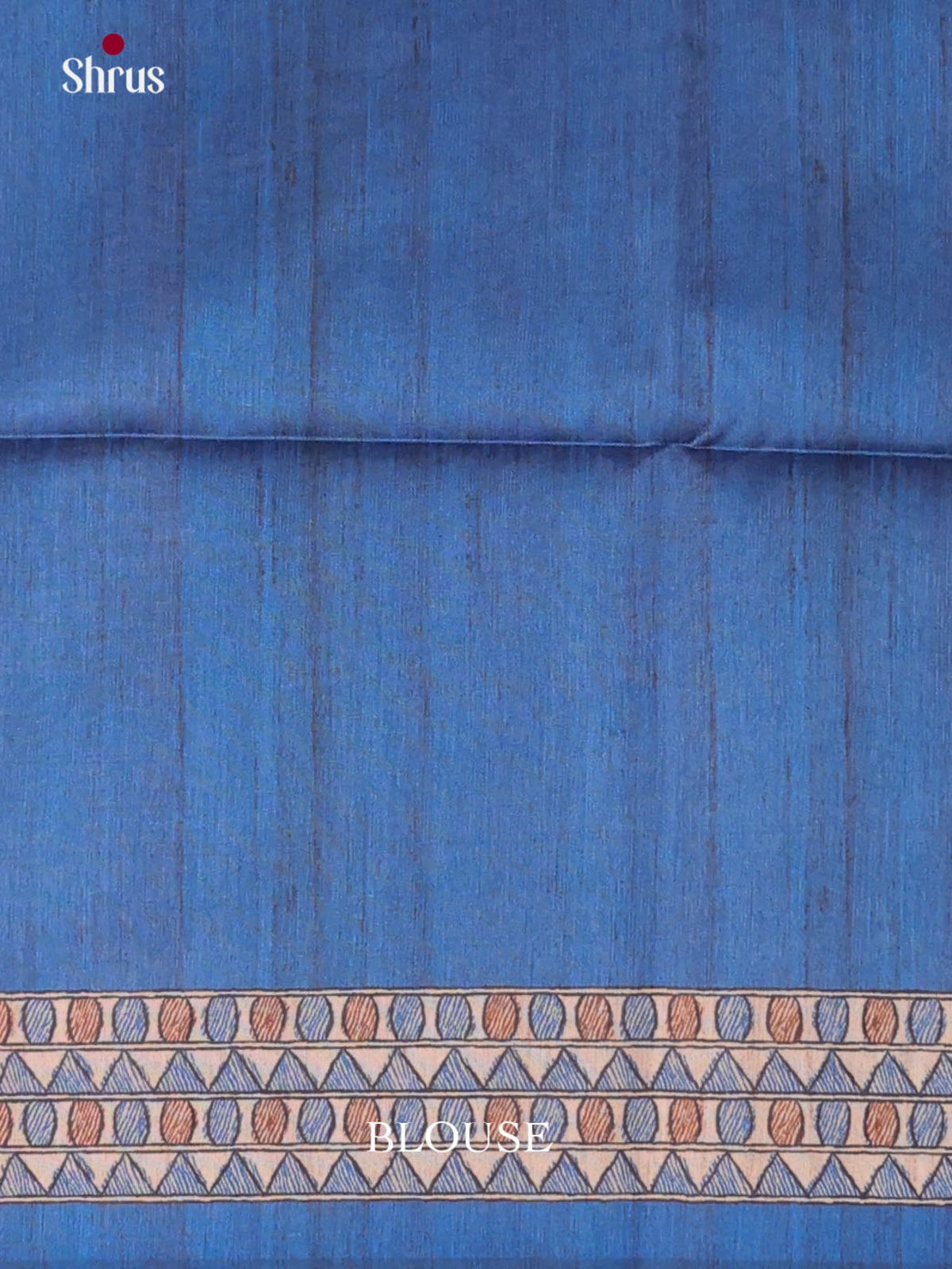 Cream & Blue - Printed Madhubani Saree