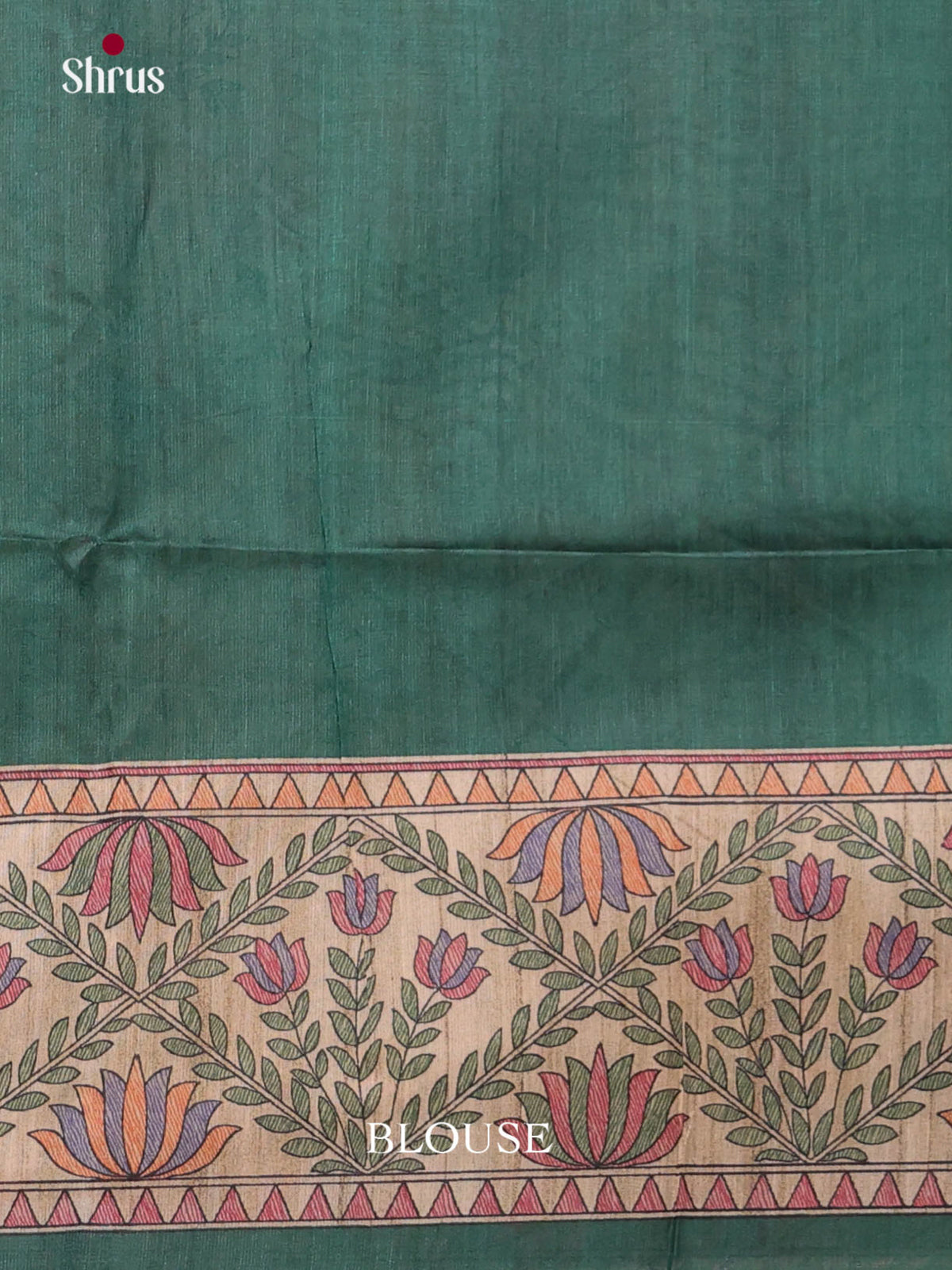 Green - Printed Madhubani Saree