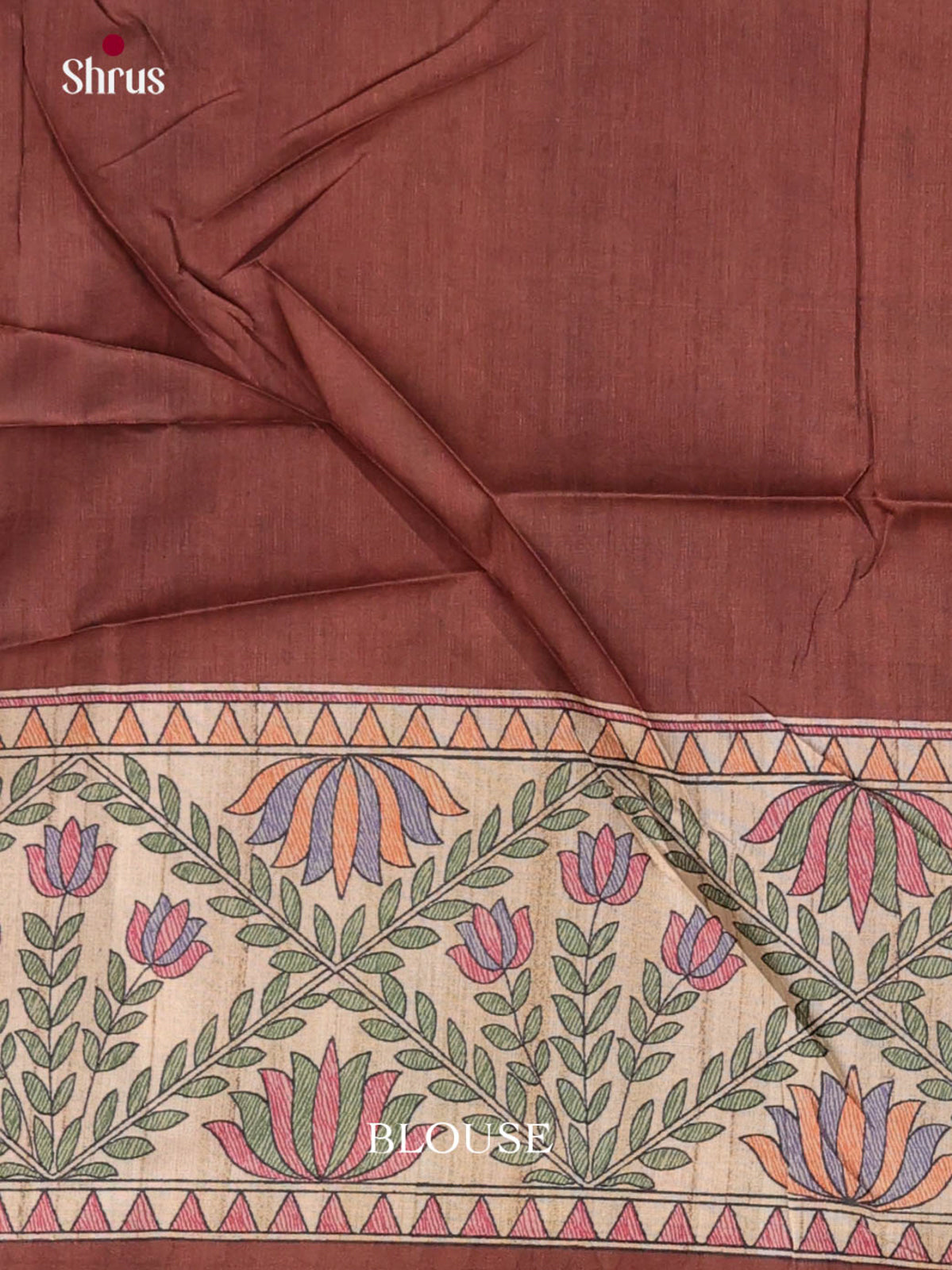 Coffee Brown - Printed Madhubani Saree