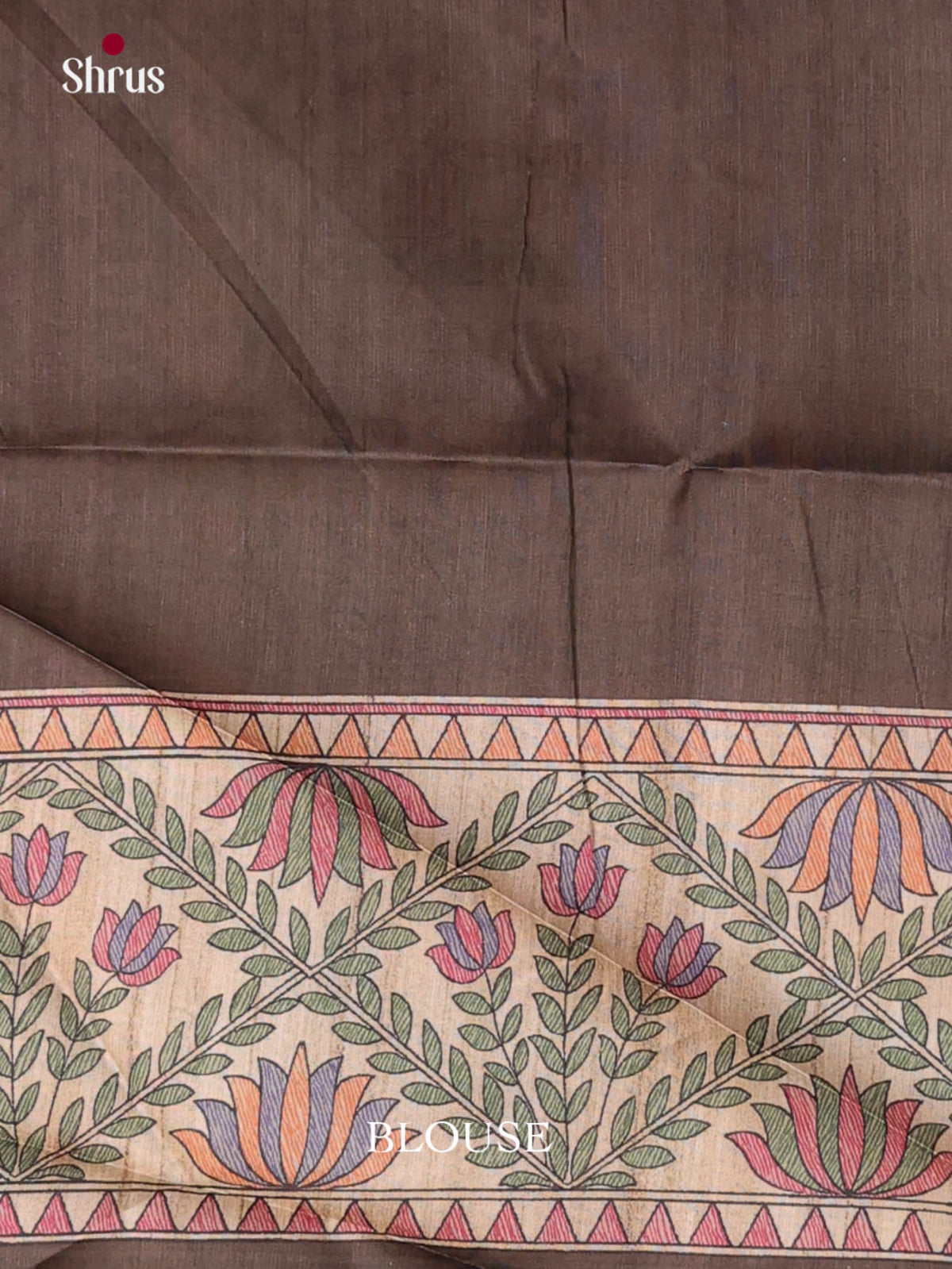 Brown - Printed Madhubani Saree