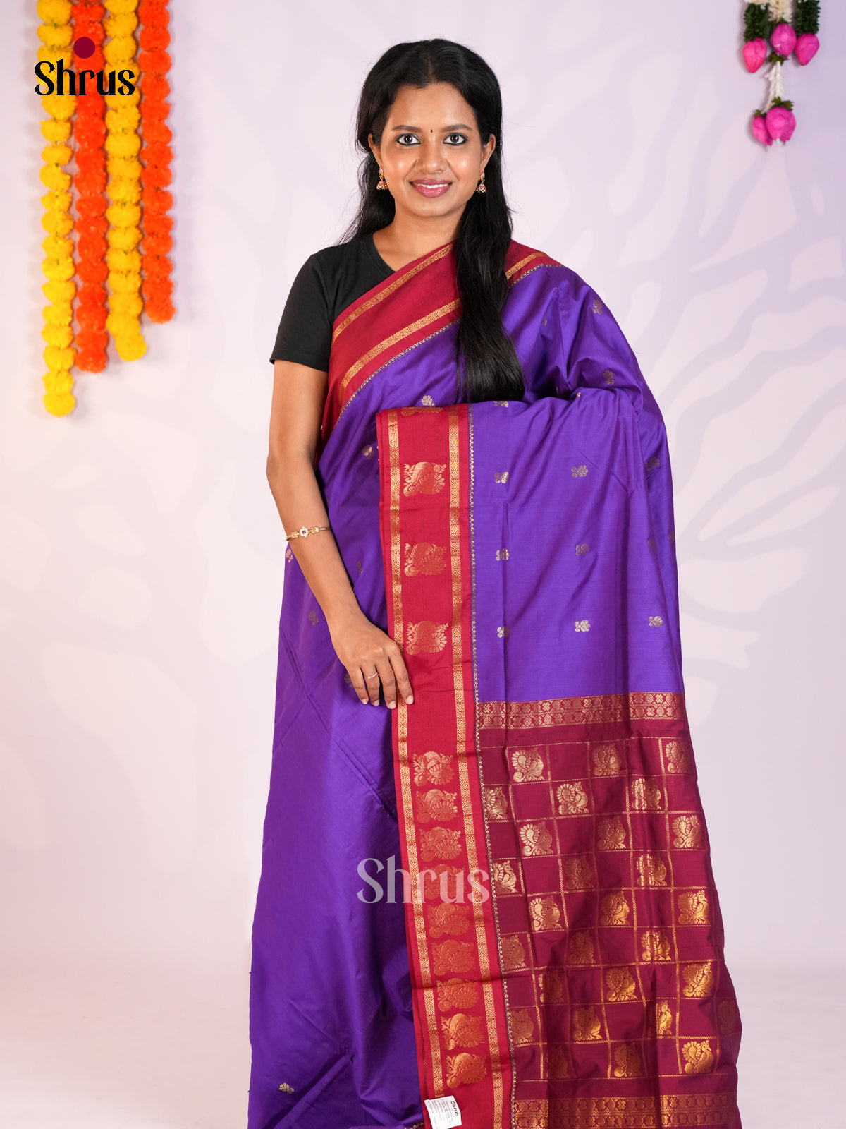Violet & Maroon- Kalyani Cotton Saree