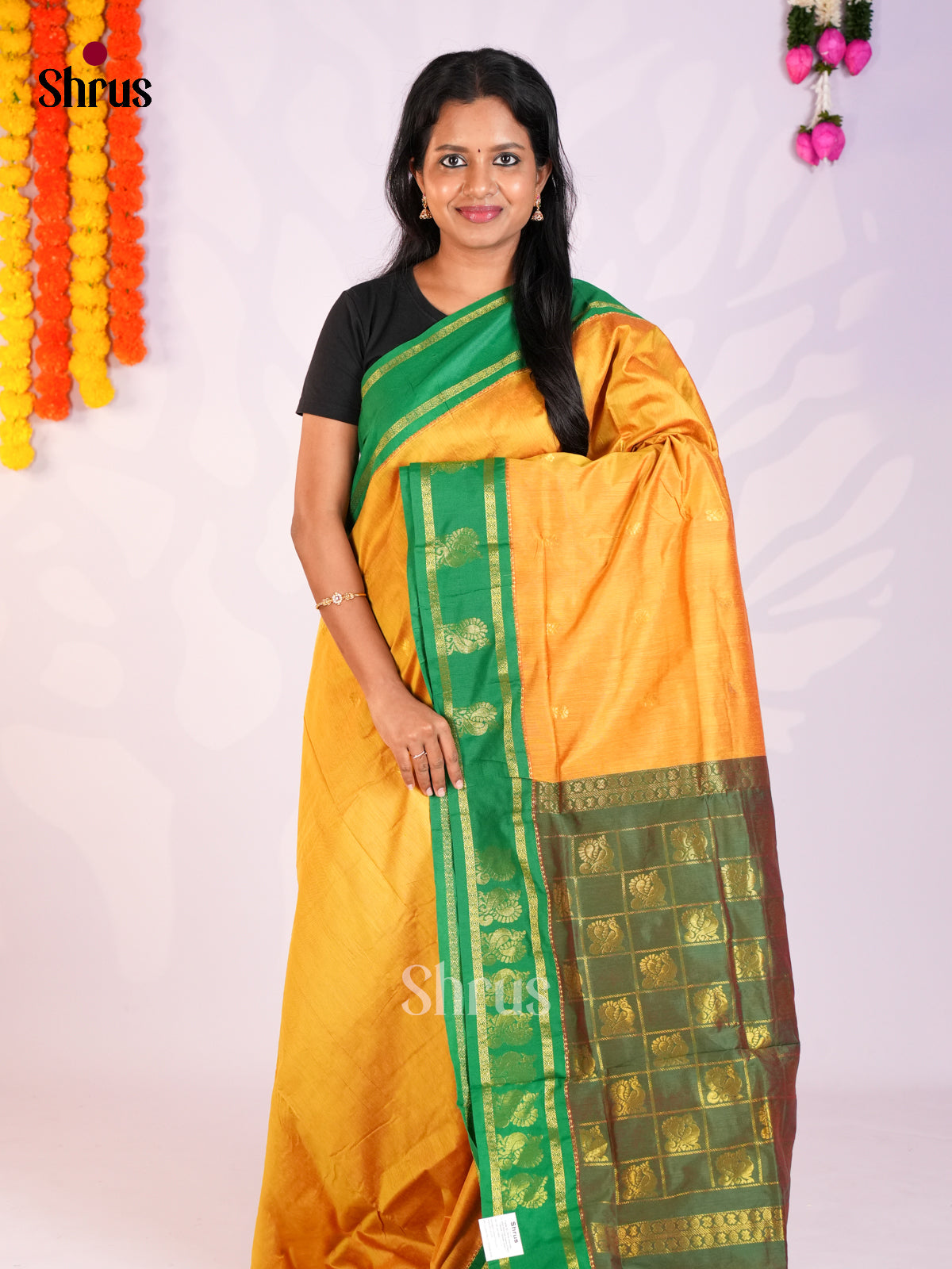 Mustard & Green - Kalyani Cotton Saree