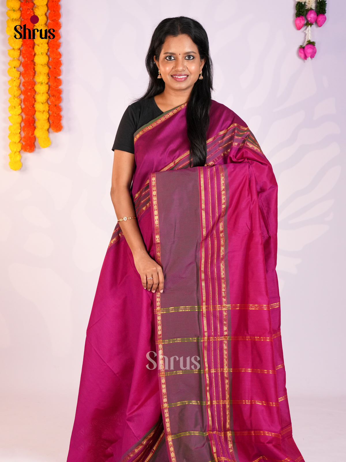 Purple- Kalyani Cotton Saree - Shop on Shrus.com