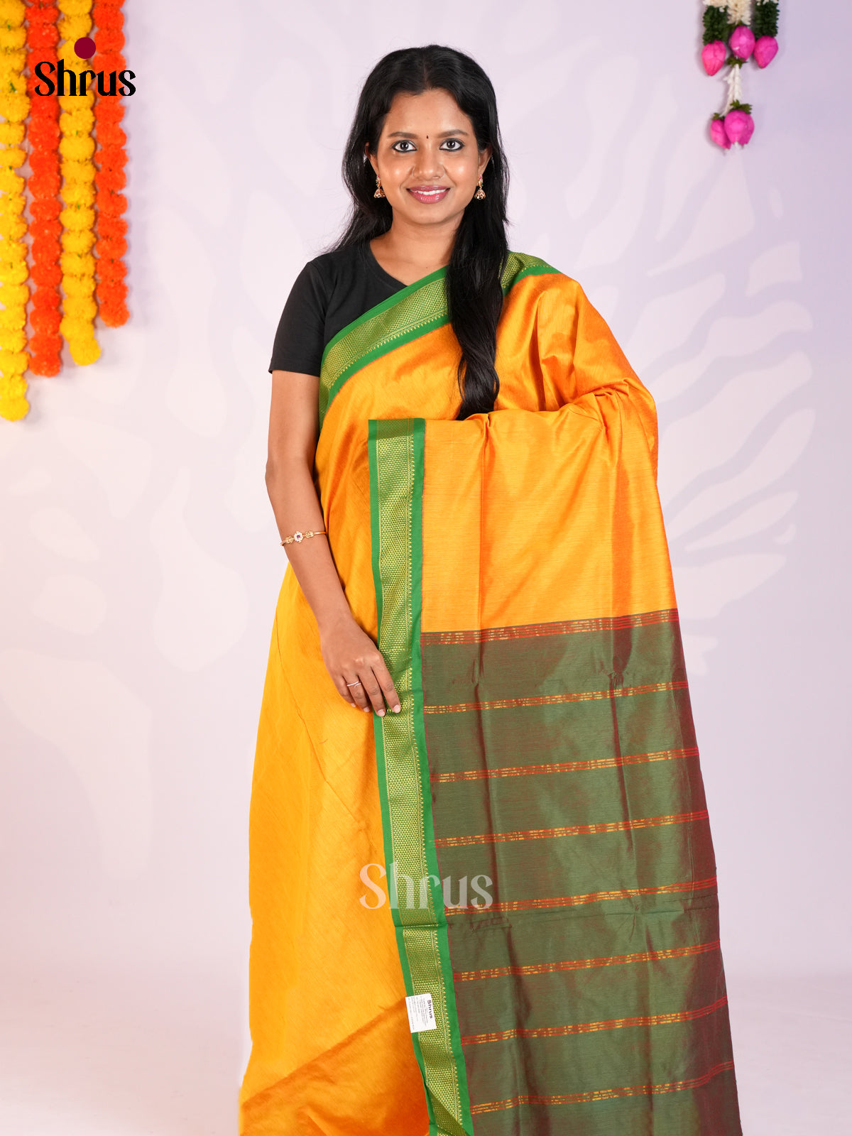Yellow & Green - Kalyani Cotton Saree