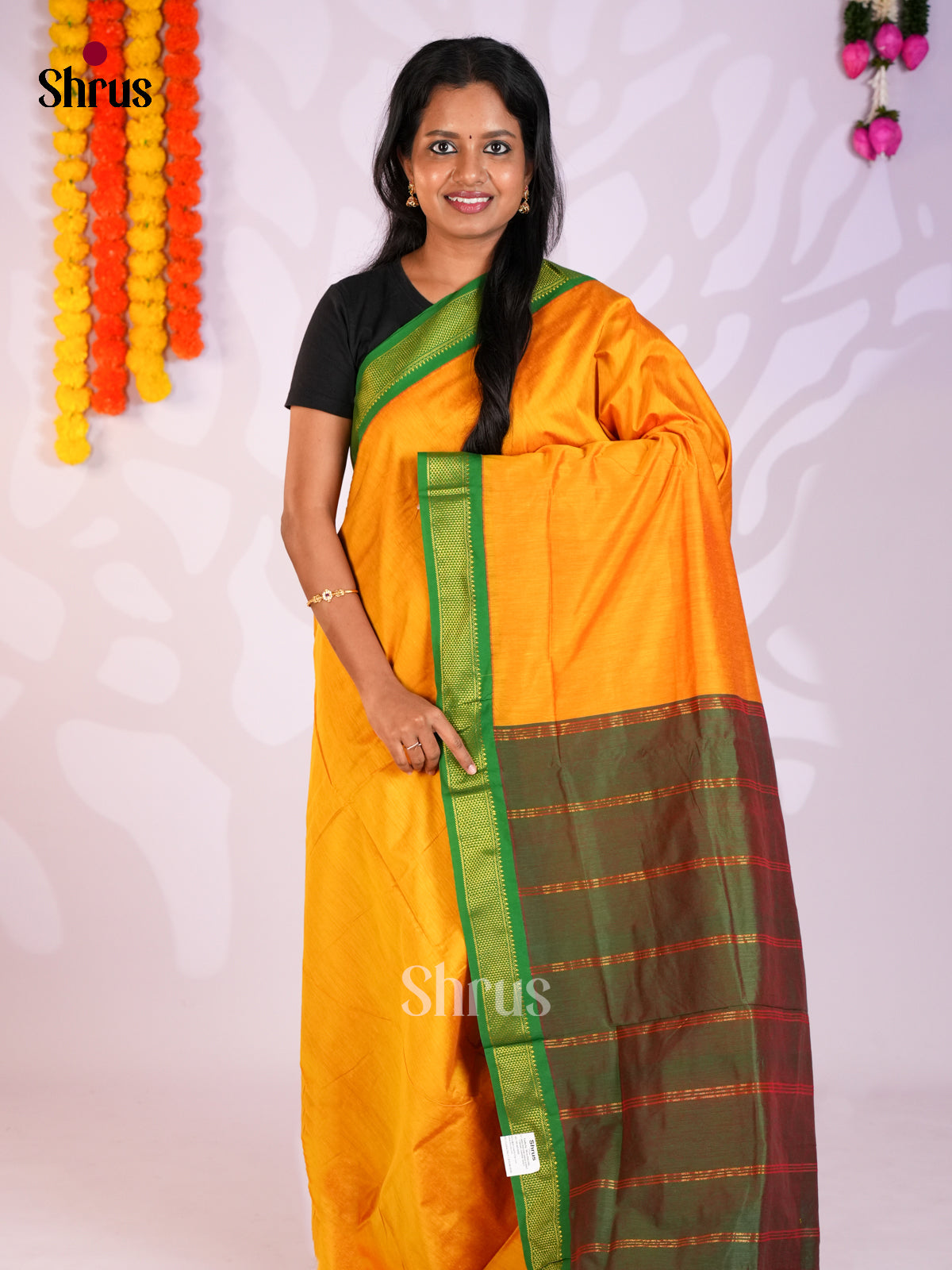 Yellow & Green - Kalyani Cotton Saree