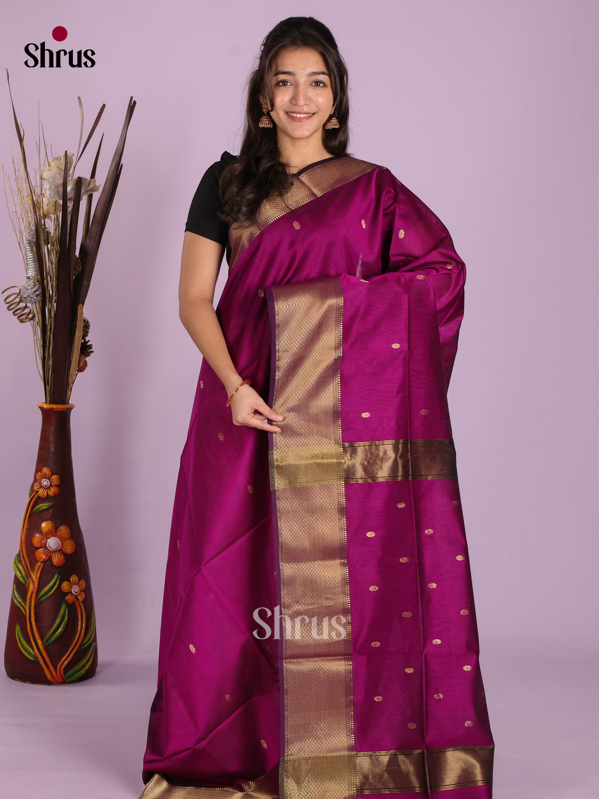 DKS12720 - Maheshwari silkcotton Saree - Shop on Shrus.com