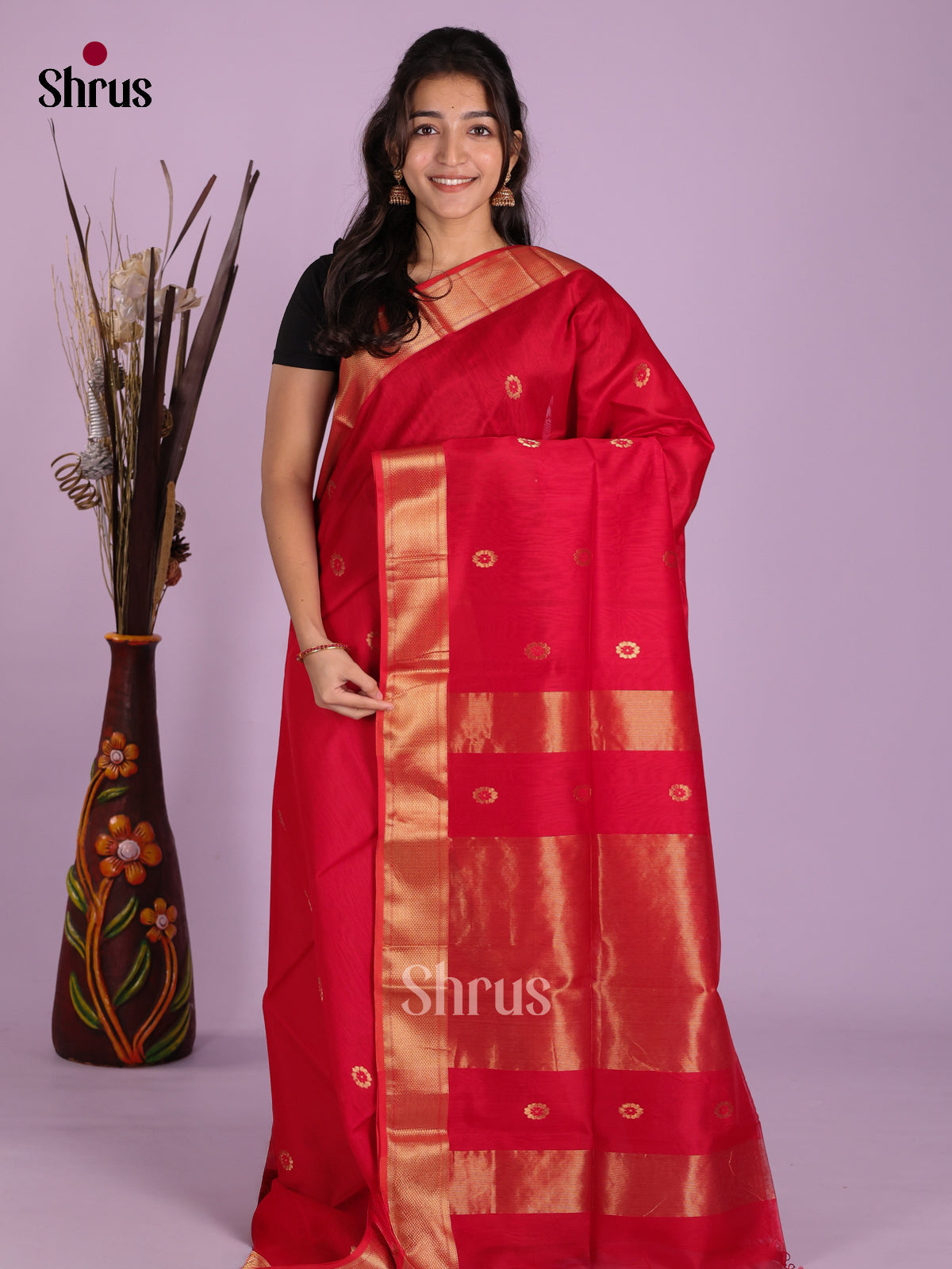 DKS12777 - Maheshwari silkcotton Saree - Shop on Shrus.com