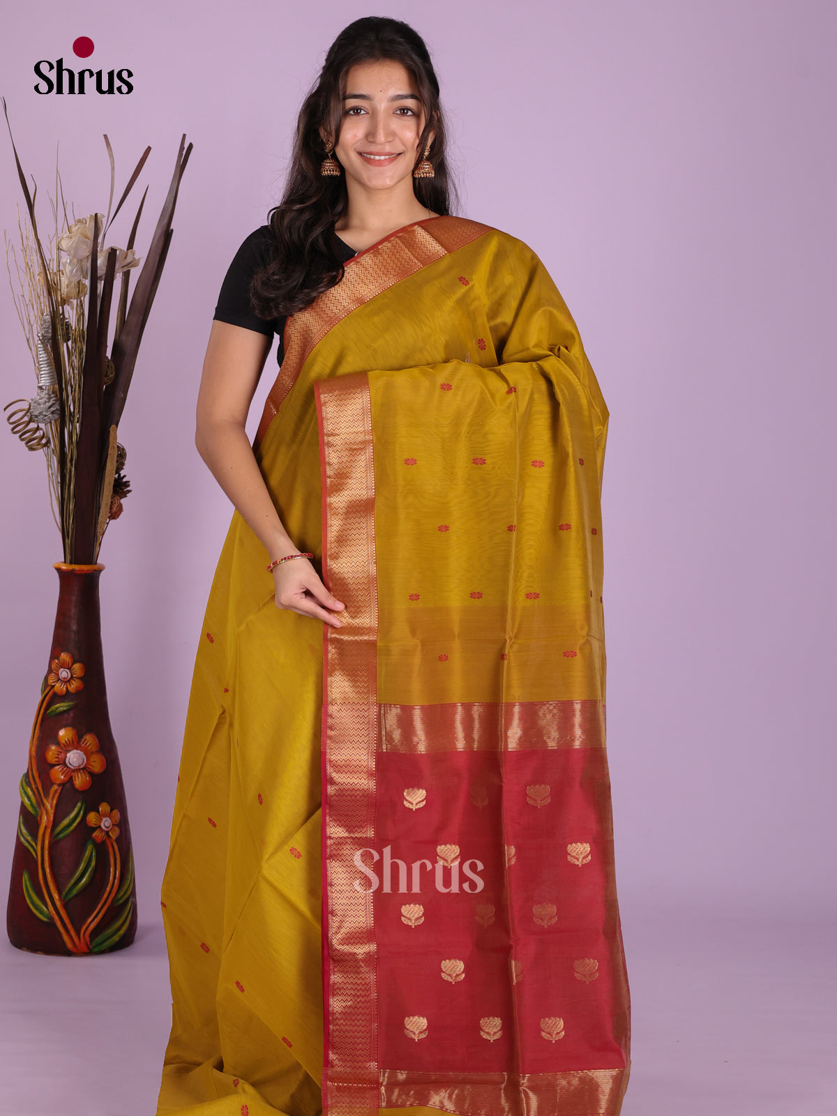 DKS12802 - Maheshwari silkcotton Saree - Shop on Shrus.com