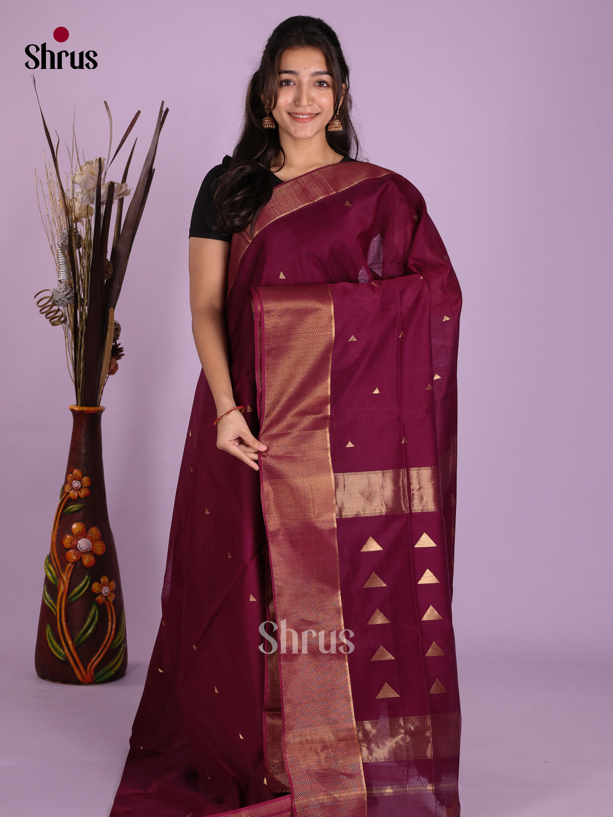 DKS12823 - Maheshwari silkcotton Saree - Shop on Shrus.com