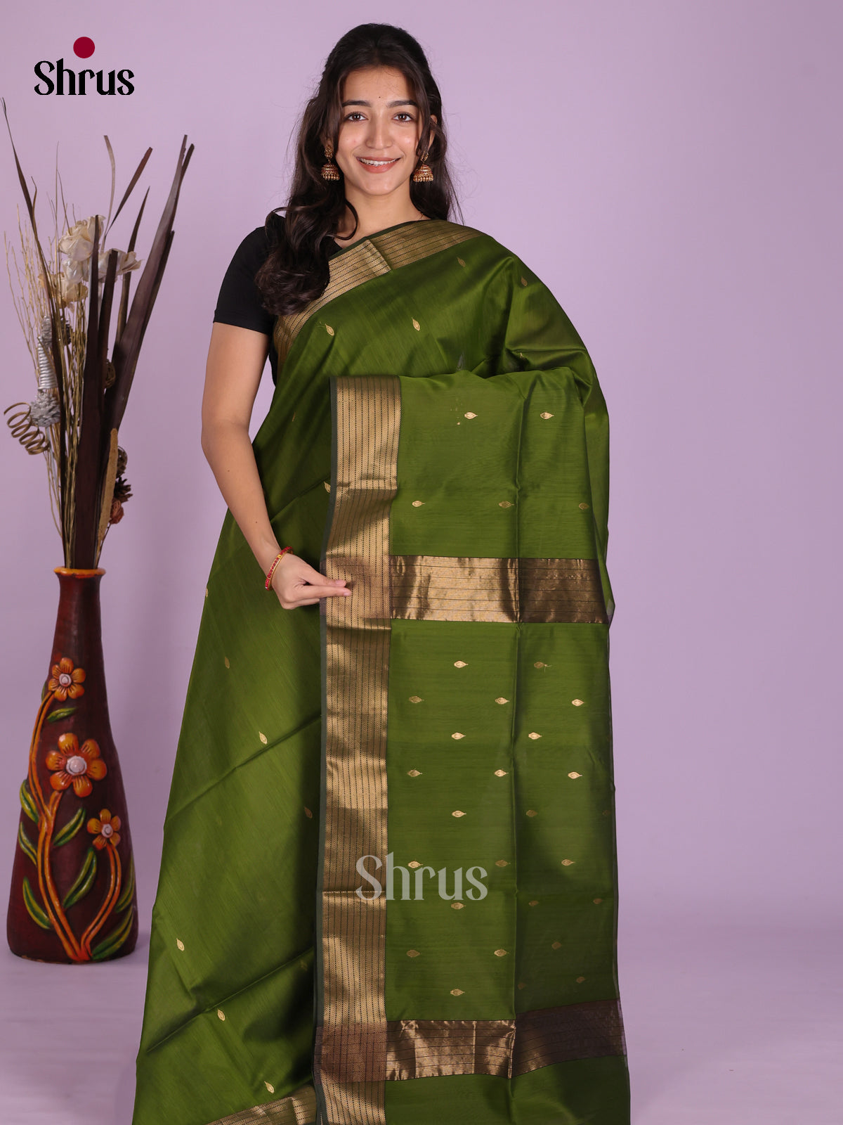 DKS12835 - Maheshwari silkcotton Saree - Shop on Shrus.com